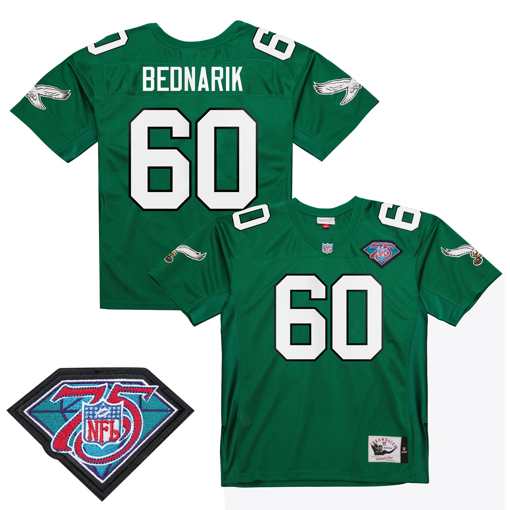 Chuck Bednarik Men's Philadelphia Eagles Throwback Player Kelly Green Jersey - All Stitched