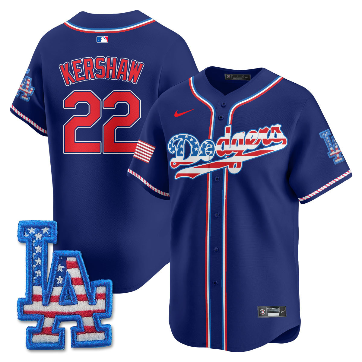 Clayton Kershaw Men's Los Angeles Dodgers 2025 Fourth of July Vapor Premier Limited Royal Jersey - All Stitched