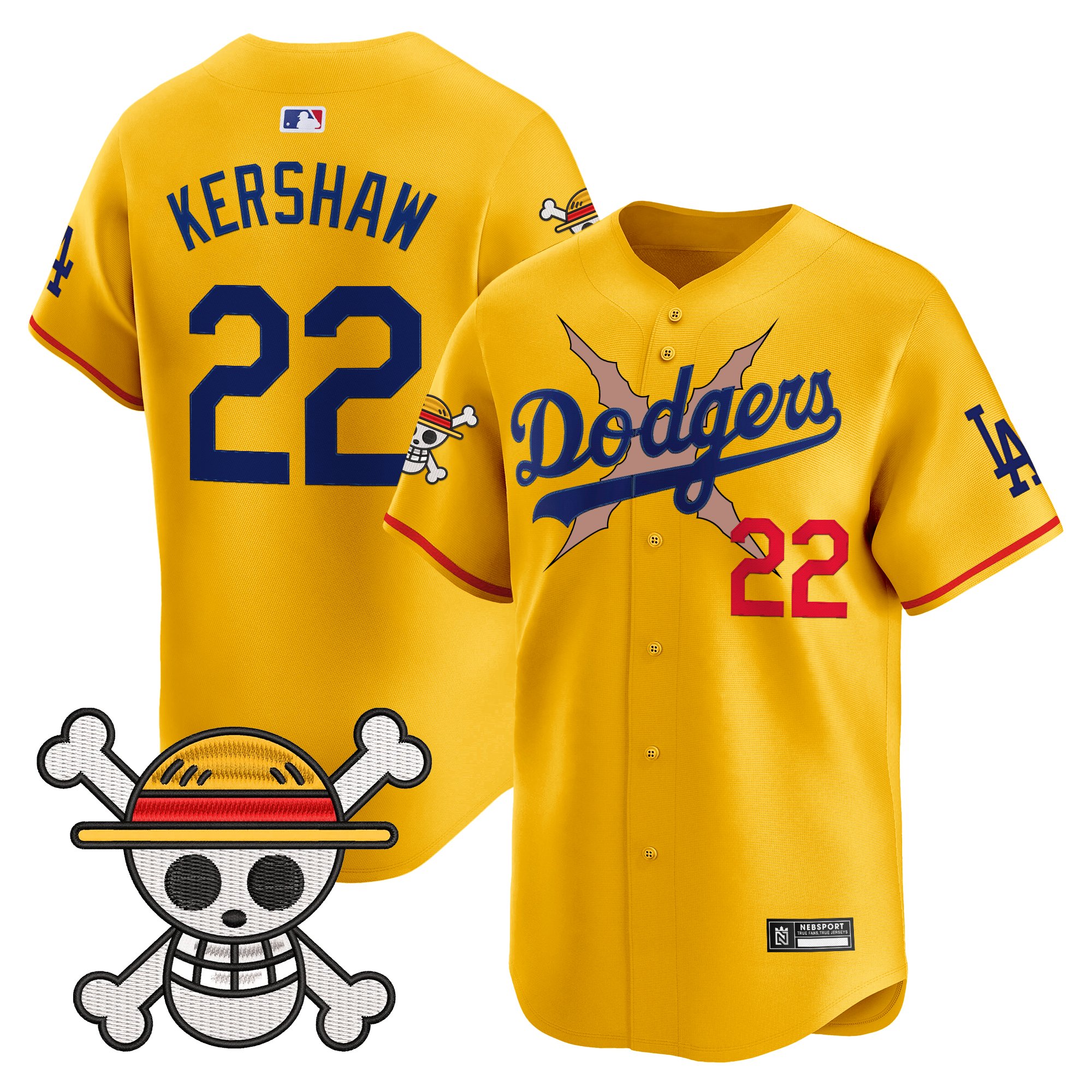 Clayton Kershaw Men's Los Angeles Dodgers x One Piece 2025 Vapor Premier Limited Gold Jersey - Stitched