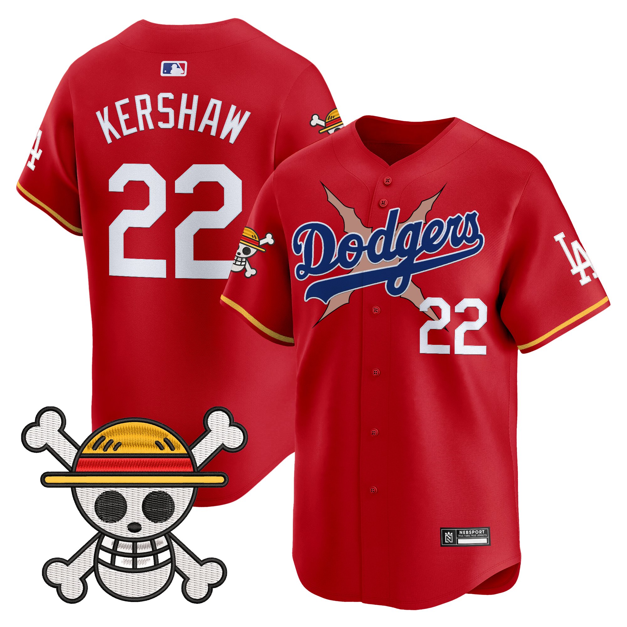 Clayton Kershaw Men's Los Angeles Dodgers x One Piece 2025 Vapor Premier Limited Red Jersey - Stitched