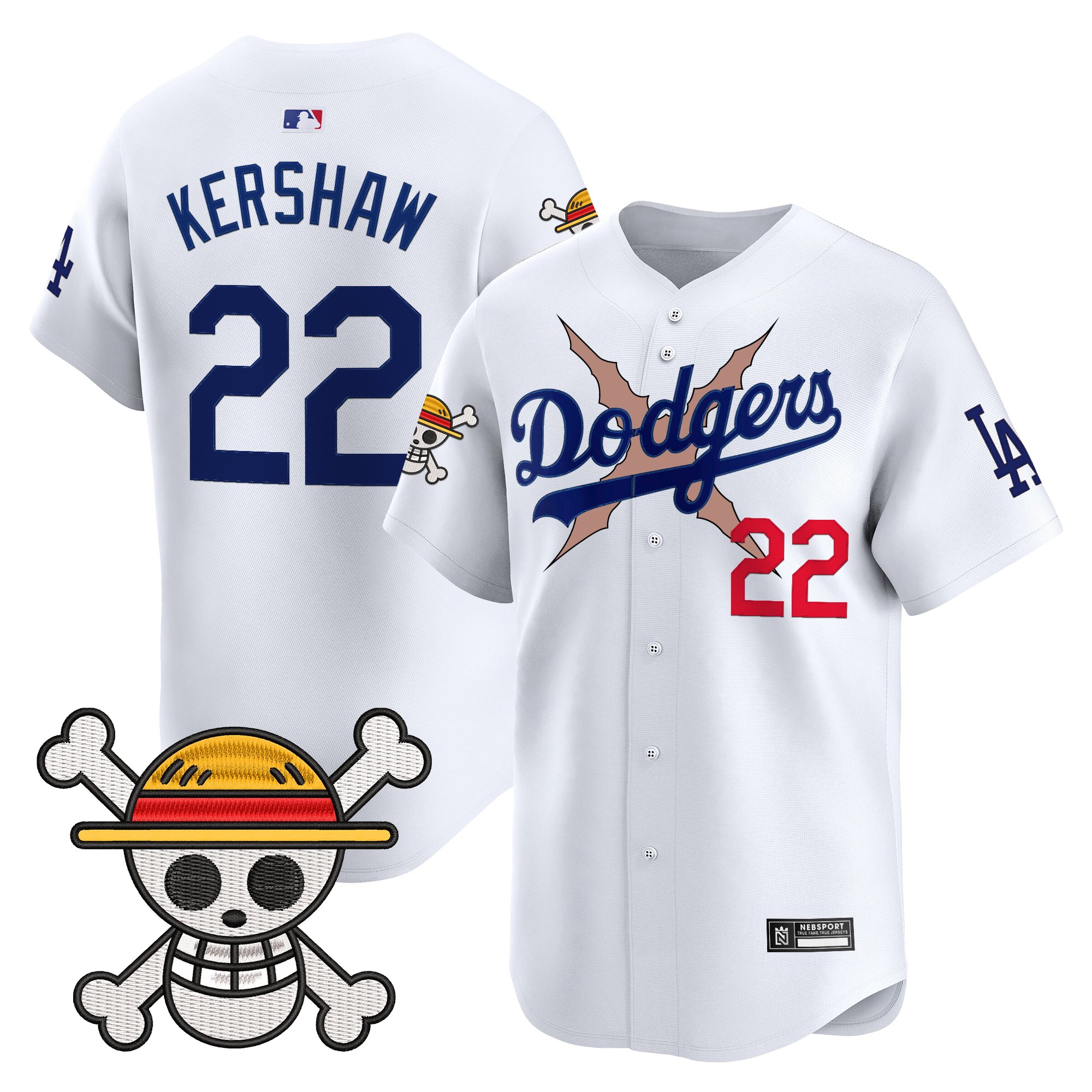 Clayton Kershaw Men's Los Angeles Dodgers x One Piece 2025 Vapor Premier Limited White Jersey - Stitched