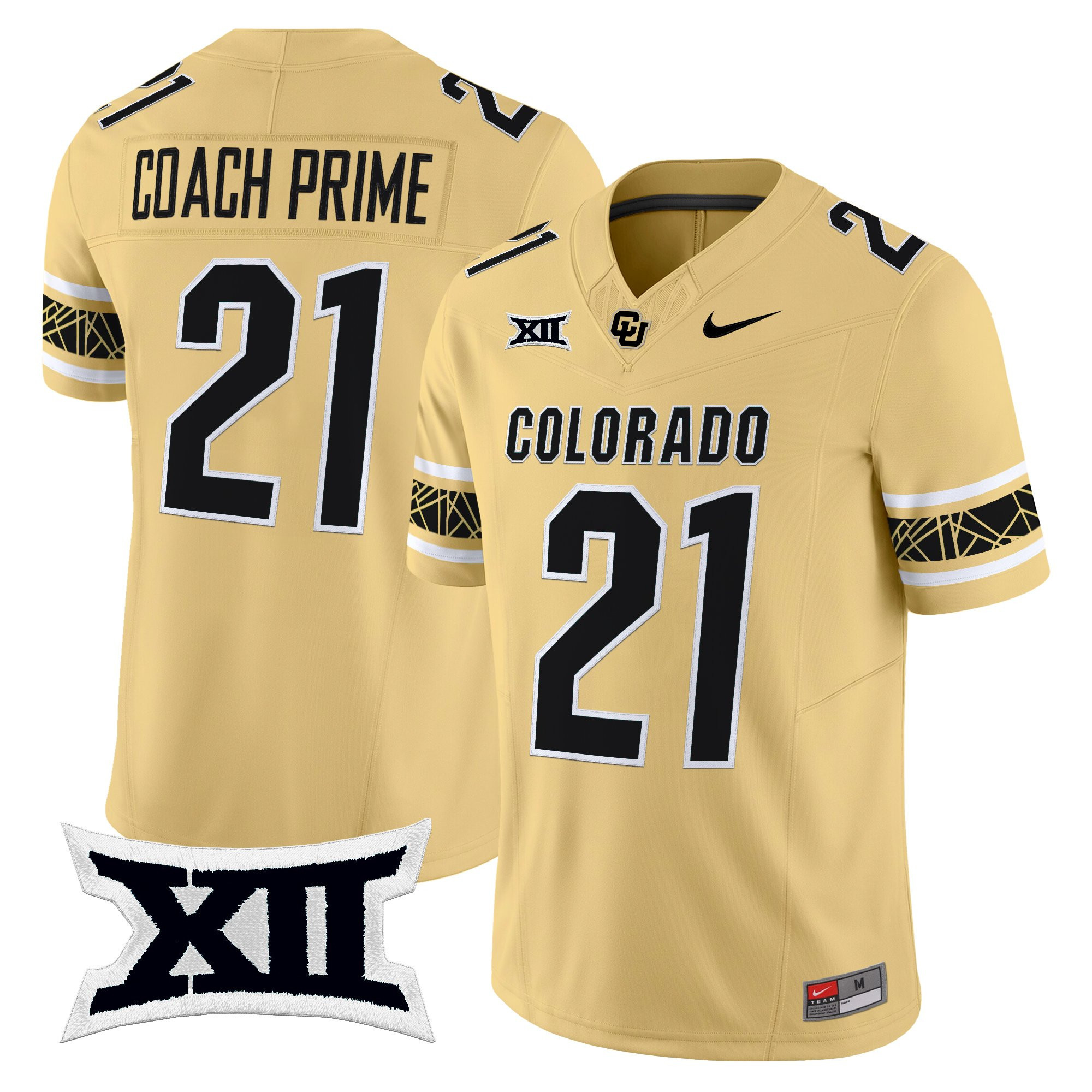Coach Prime Men's Colorado Buffaloes 2025 Vapor Limited Gold Jersey V2 - All Stitched