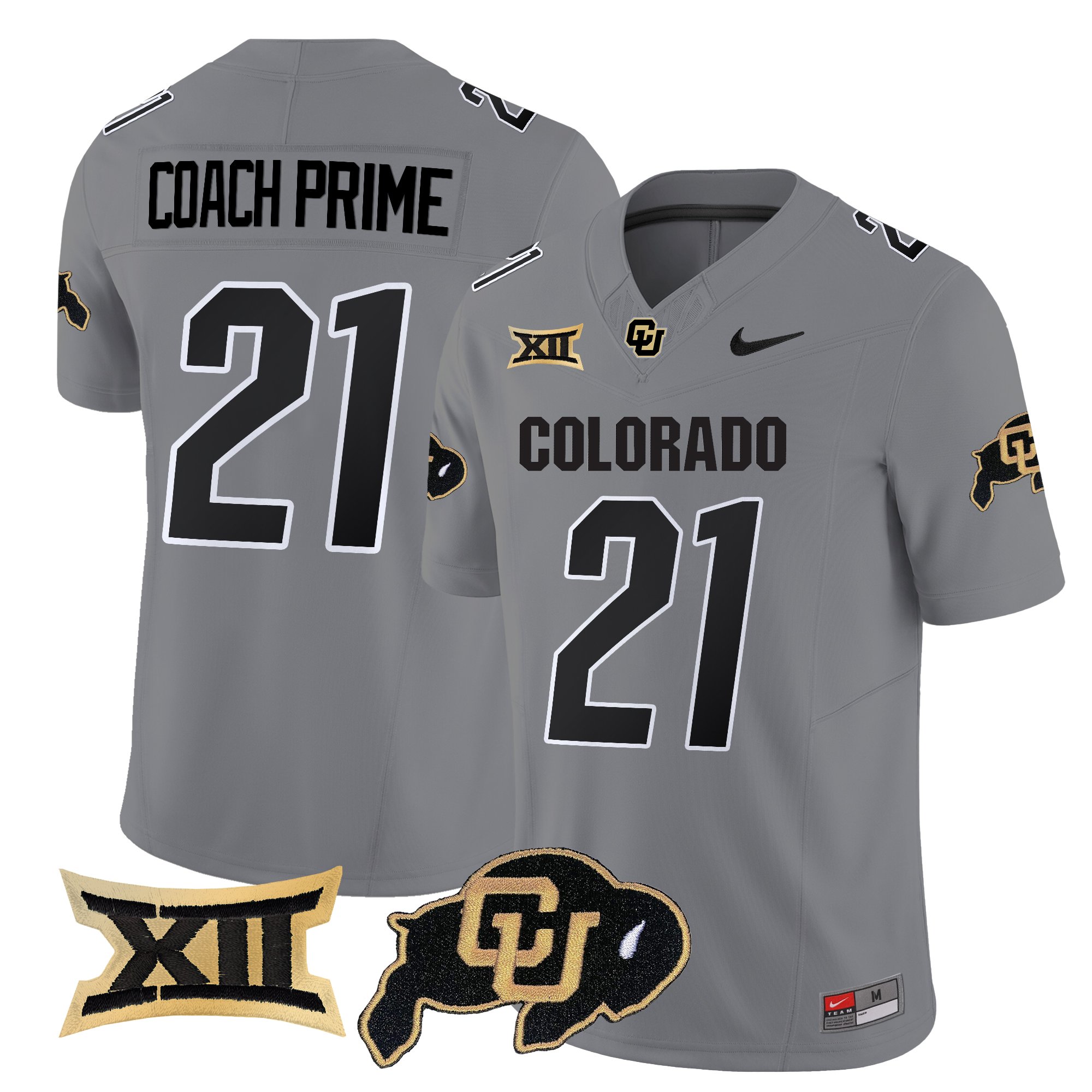Coach Prime Men's Colorado Buffaloes 2025 Vapor Limited Gray Jersey - All Stitched