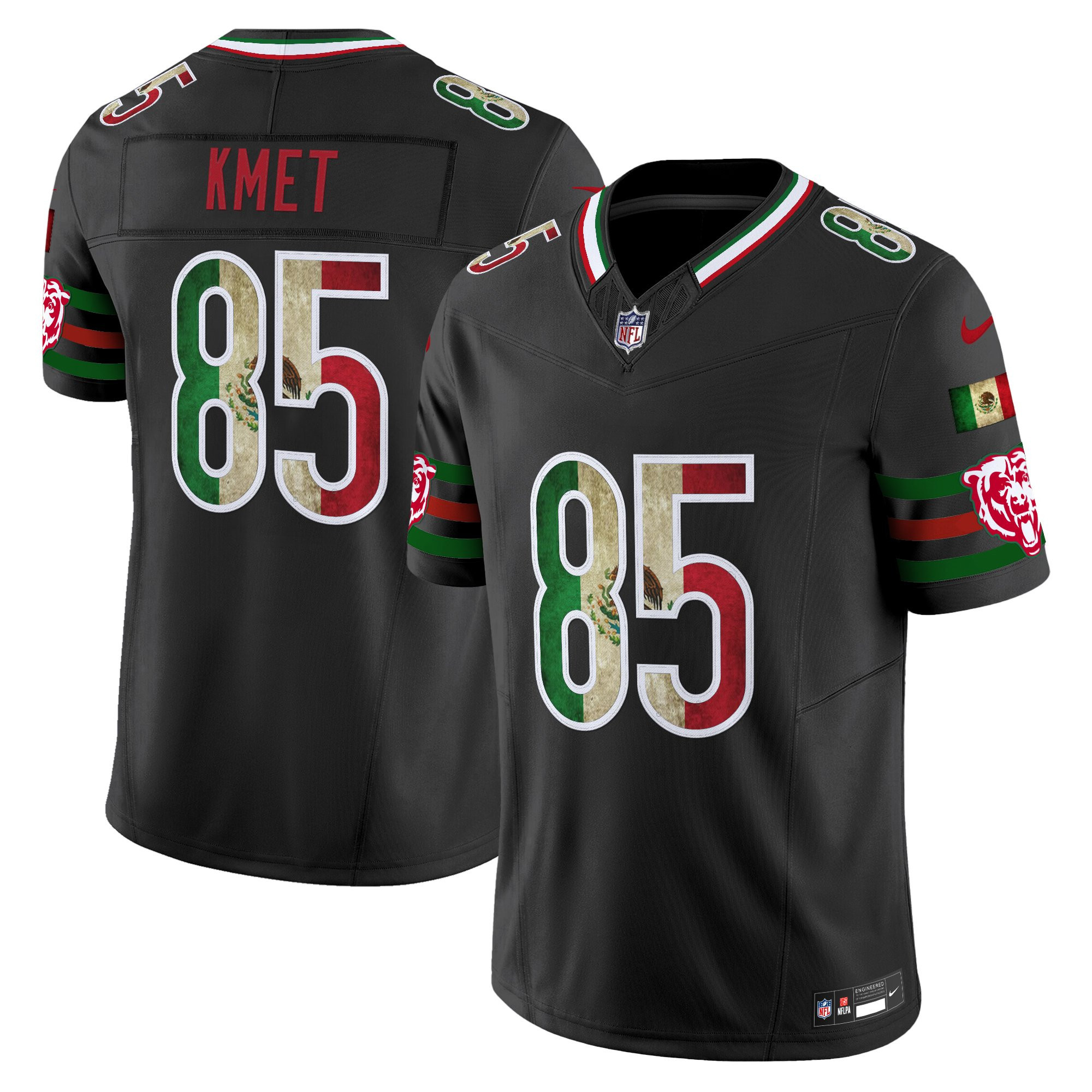 Cole Kmet Men's Chicago Bears Mexico Vapor Limited Black Jersey - All Stitched