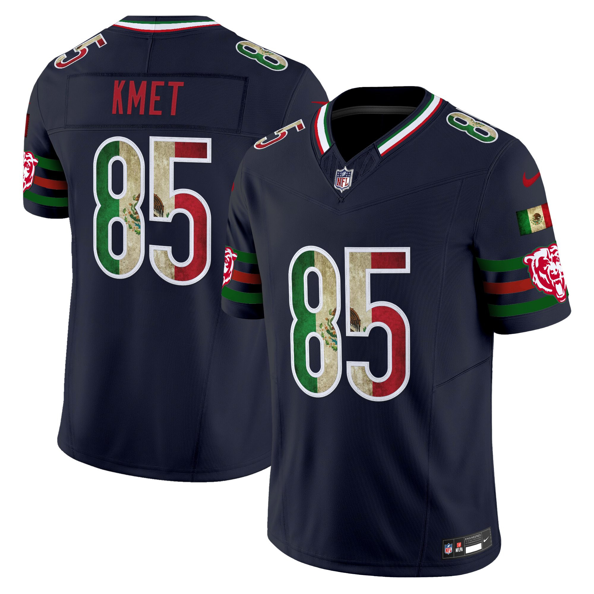 Cole Kmet Men's Chicago Bears Mexico Vapor Limited Navy Jersey - All Stitched