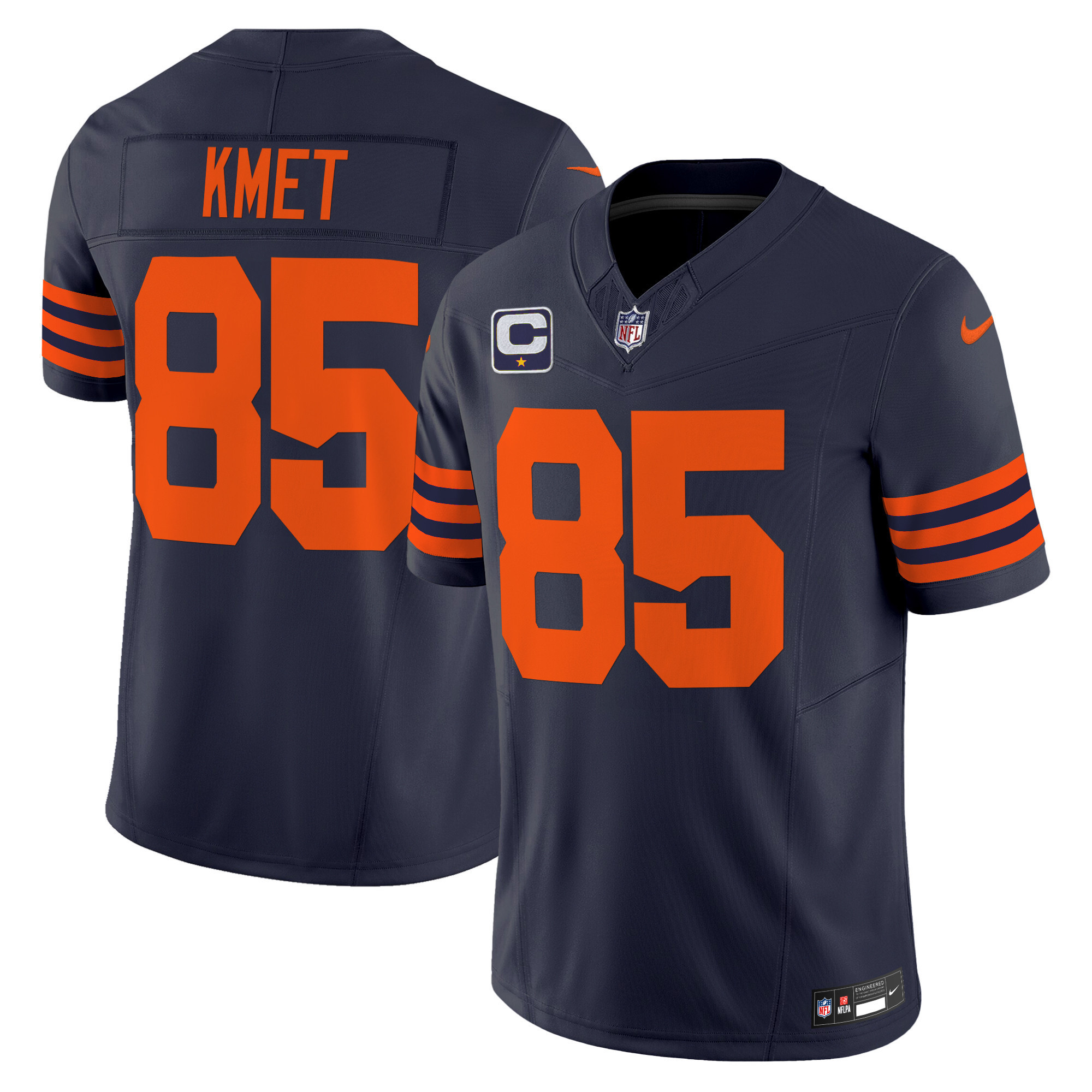 Cole Kmet Men's Chicago Bears Throwback Vapor Limited Navy Jersey - All Stitched
