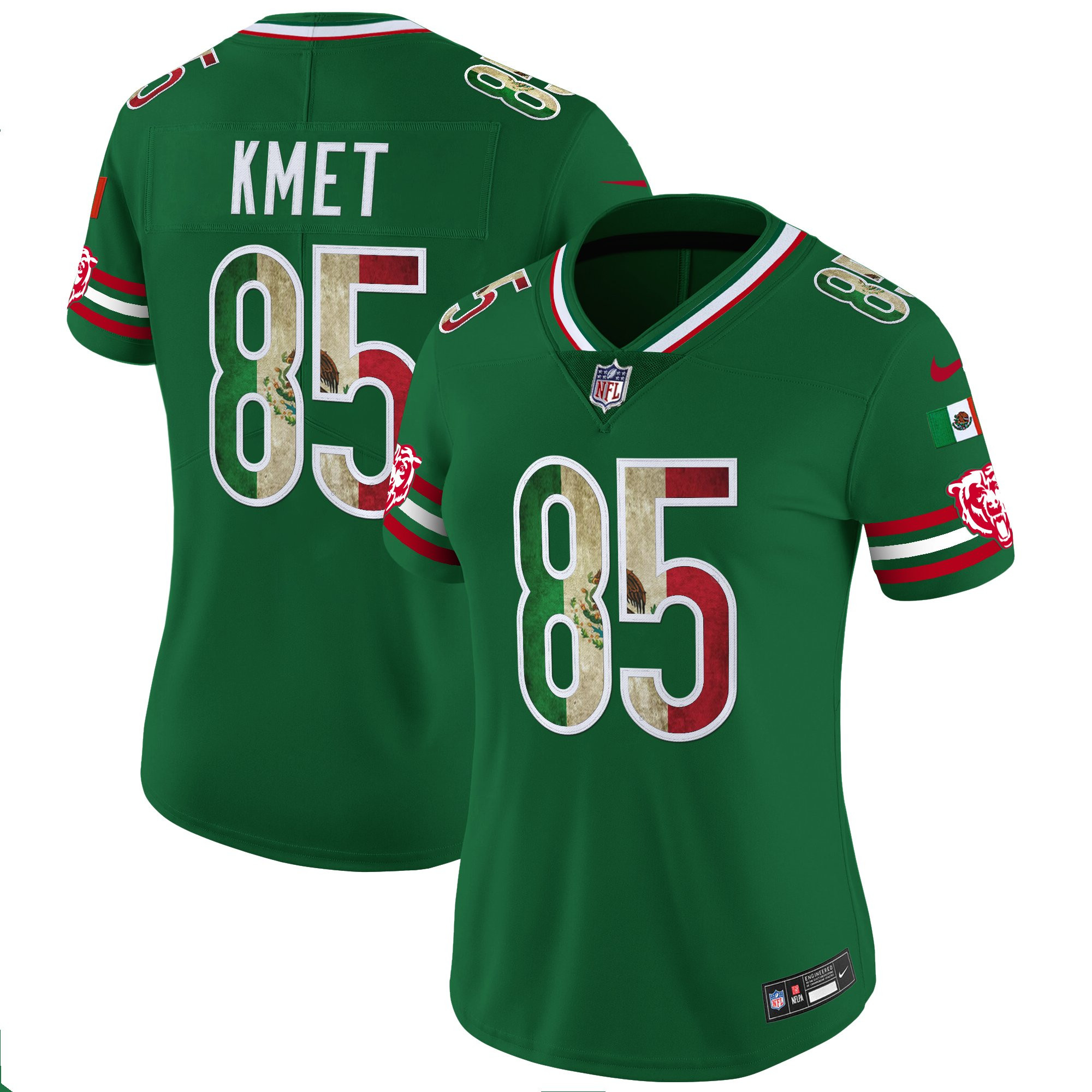Cole Kmet Women's Chicago Bears Mexico Vapor Limited Green Jersey - All Stitched
