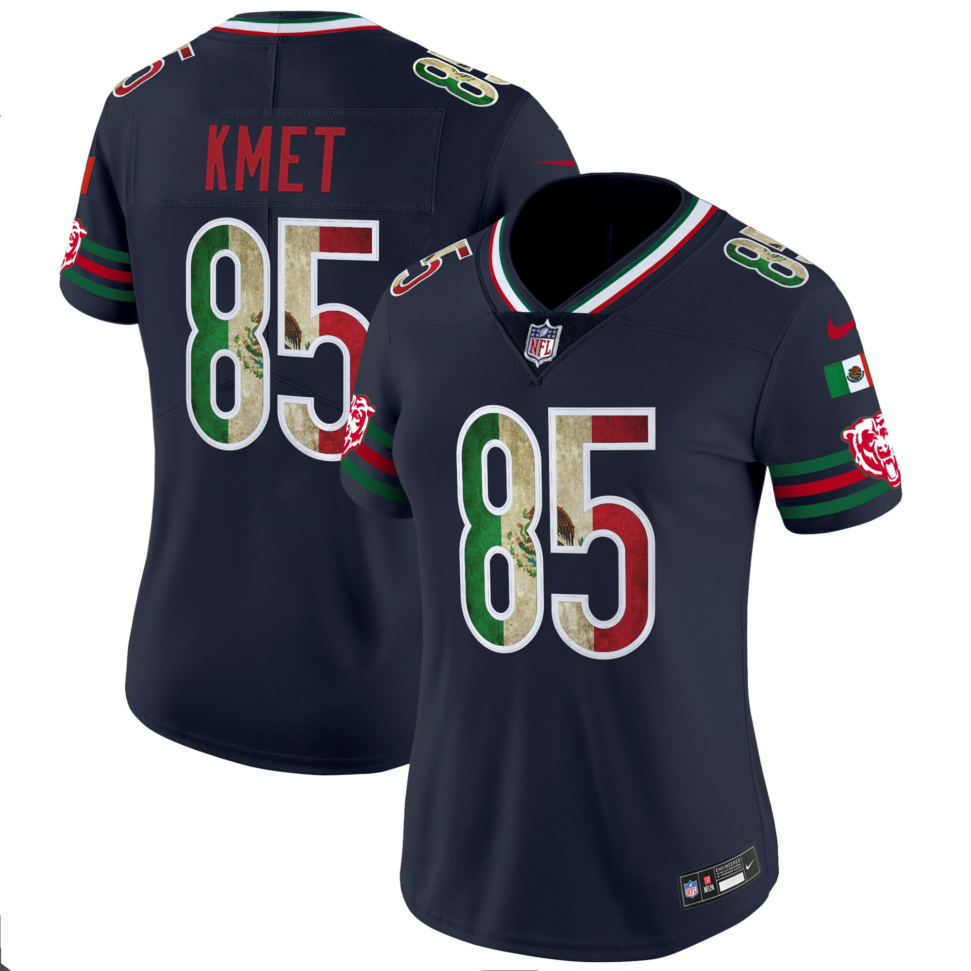 Cole Kmet Women's Chicago Bears Mexico Vapor Limited Navy Jersey - All Stitched