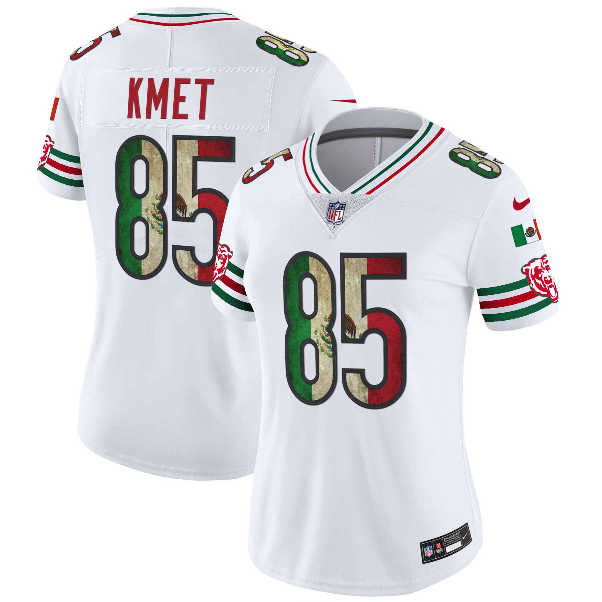 Cole Kmet Women's Chicago Bears Mexico Vapor Limited White Jersey - All Stitched