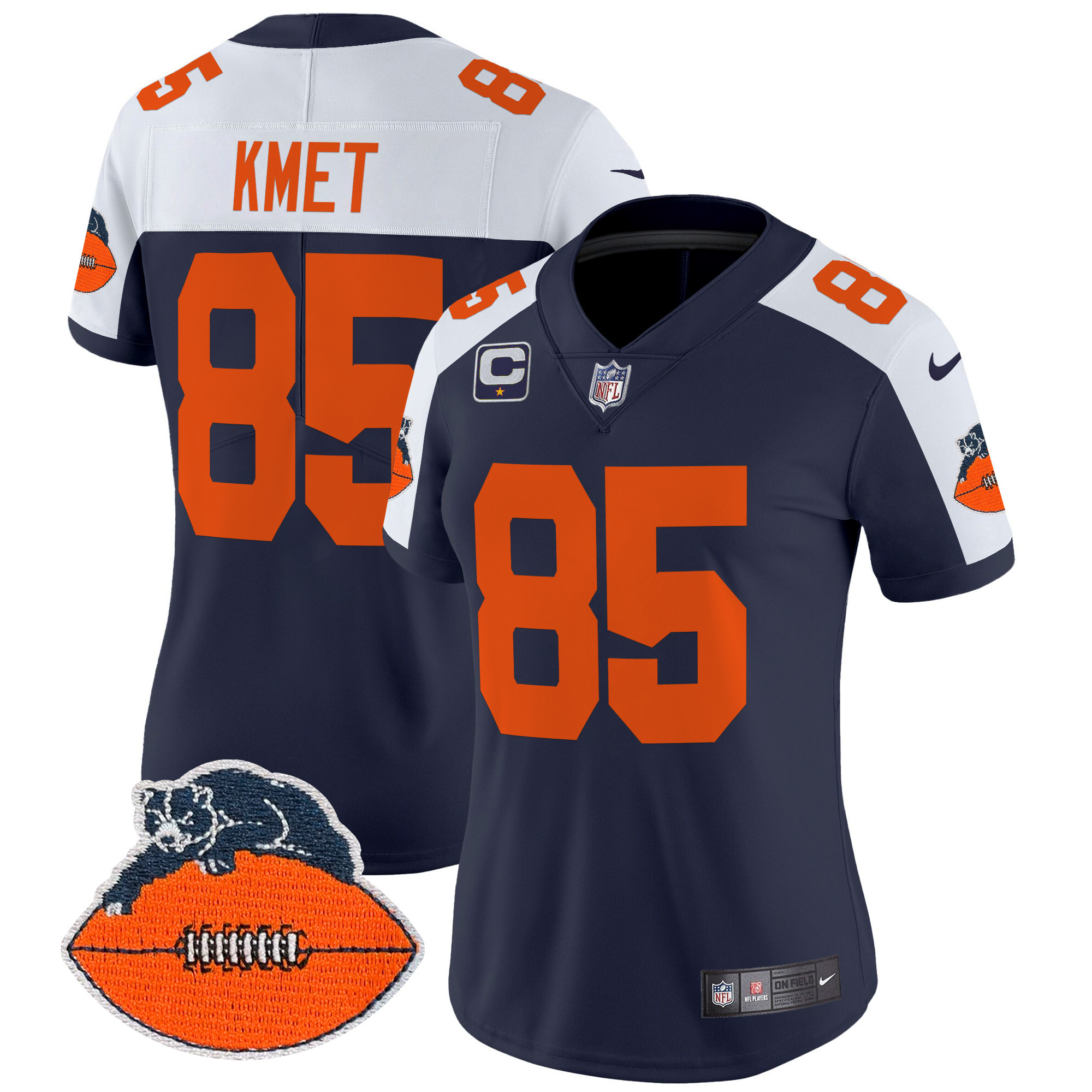 Cole Kmet Women's Chicago Bears Throwback Vapor Limited Navy Alternate Jersey - All Stitched