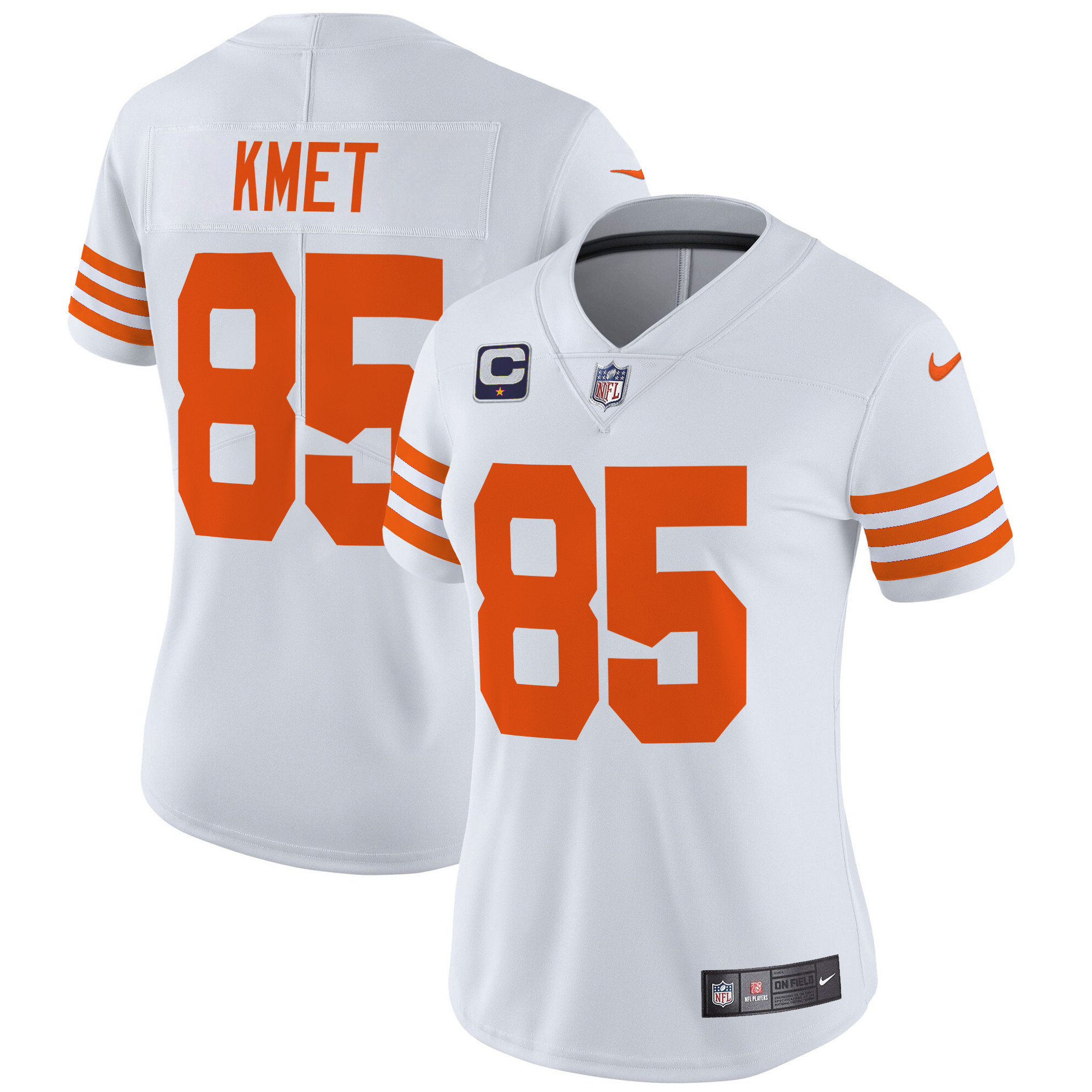 Cole Kmet Women's Chicago Bears Throwback Vapor Limited White Jersey - All Stitched
