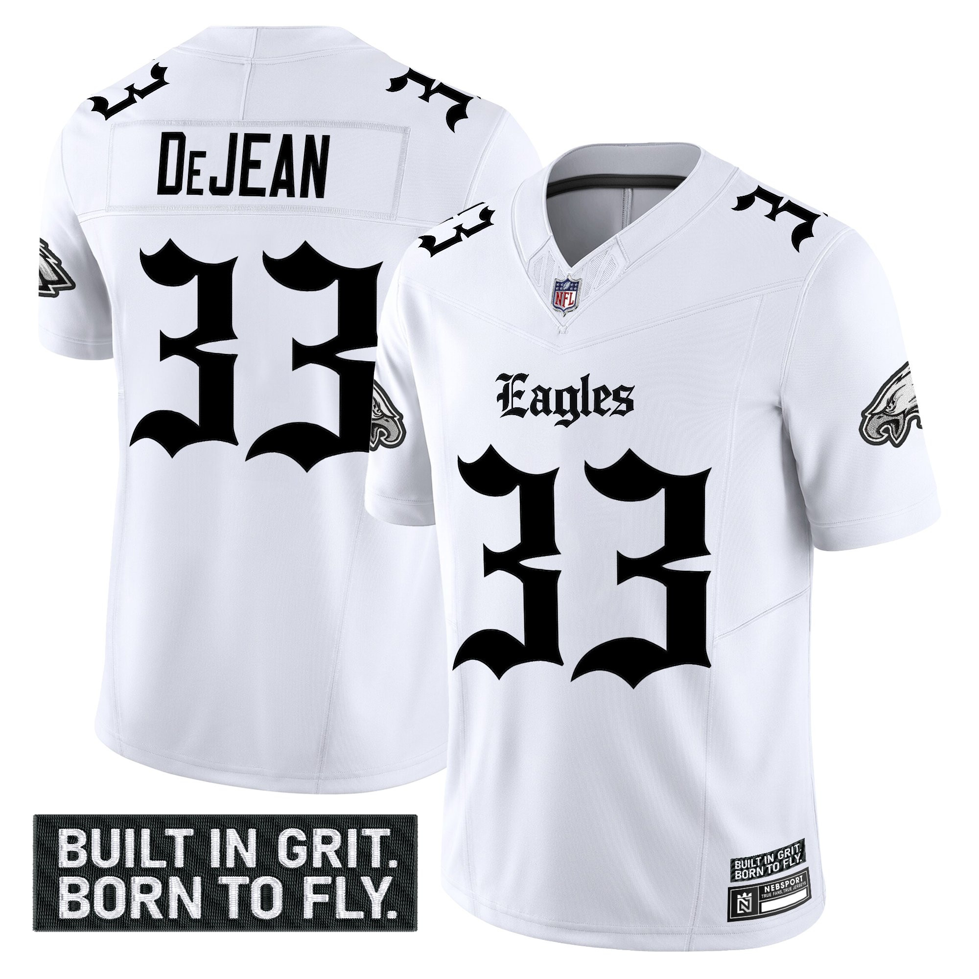 Cooper DeJean Men's Philadelphia Eagles Gothic Philly Edition Vapor Limited White Jersey V2 - All Stitched