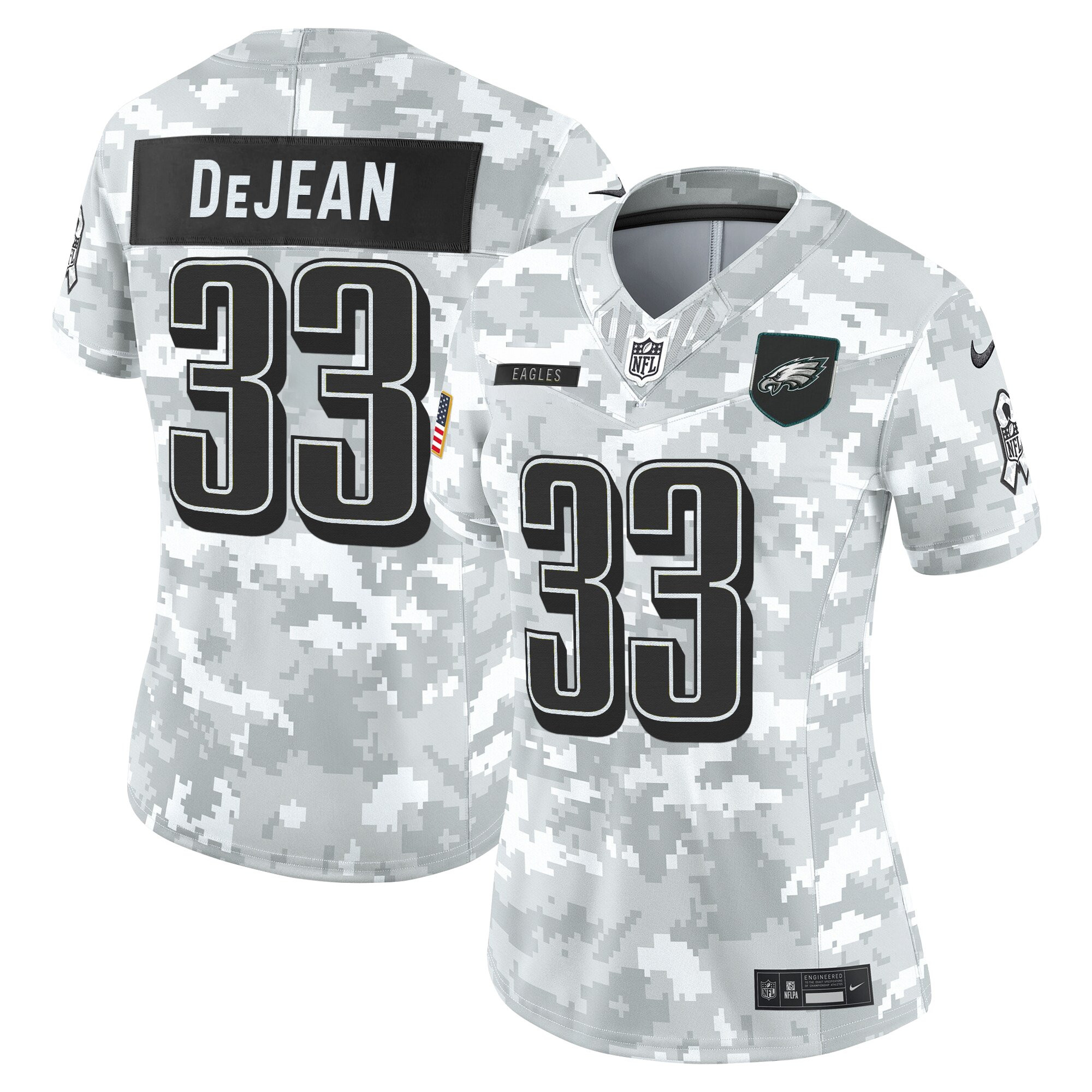 Cooper DeJean Women's Philadelphia Eagles 2025 Salute to Service Limited Arctic Camo Jersey - All Stitched