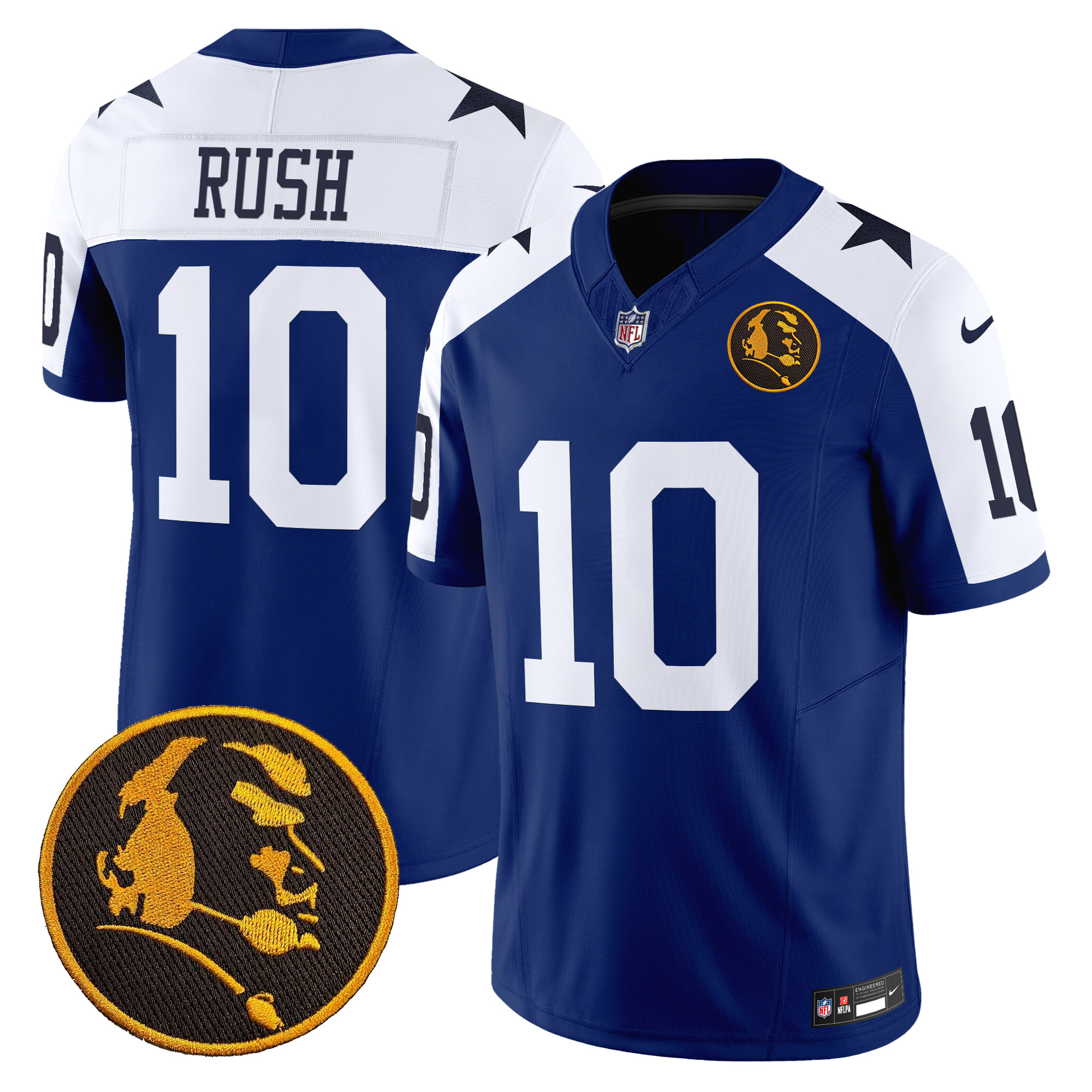 Cooper Rush Men's Dallas Cowboys Texas & John Madden Patch Vapor Limited Royal Alternate Jersey V2 - All Stitched