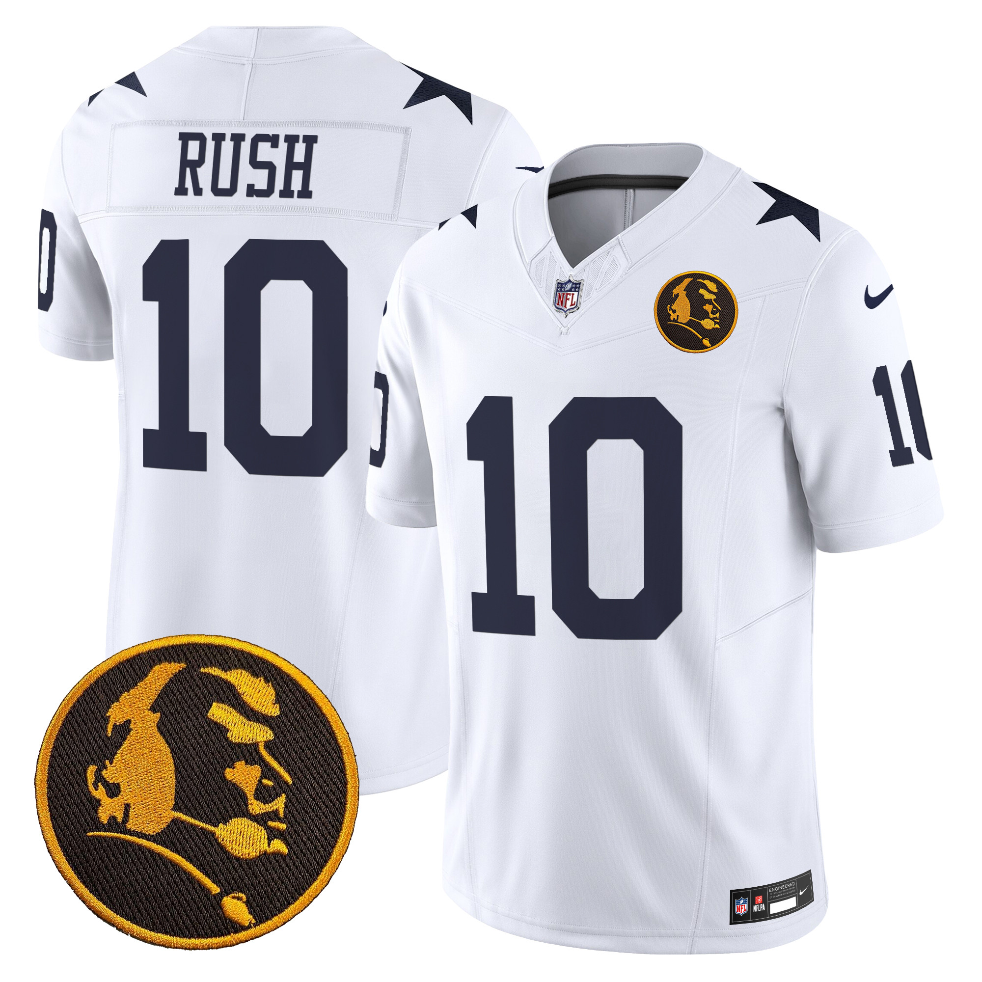Cooper Rush Men's Dallas Cowboys Texas & John Madden Patch Vapor Limited White Jersey V2 - All Stitched