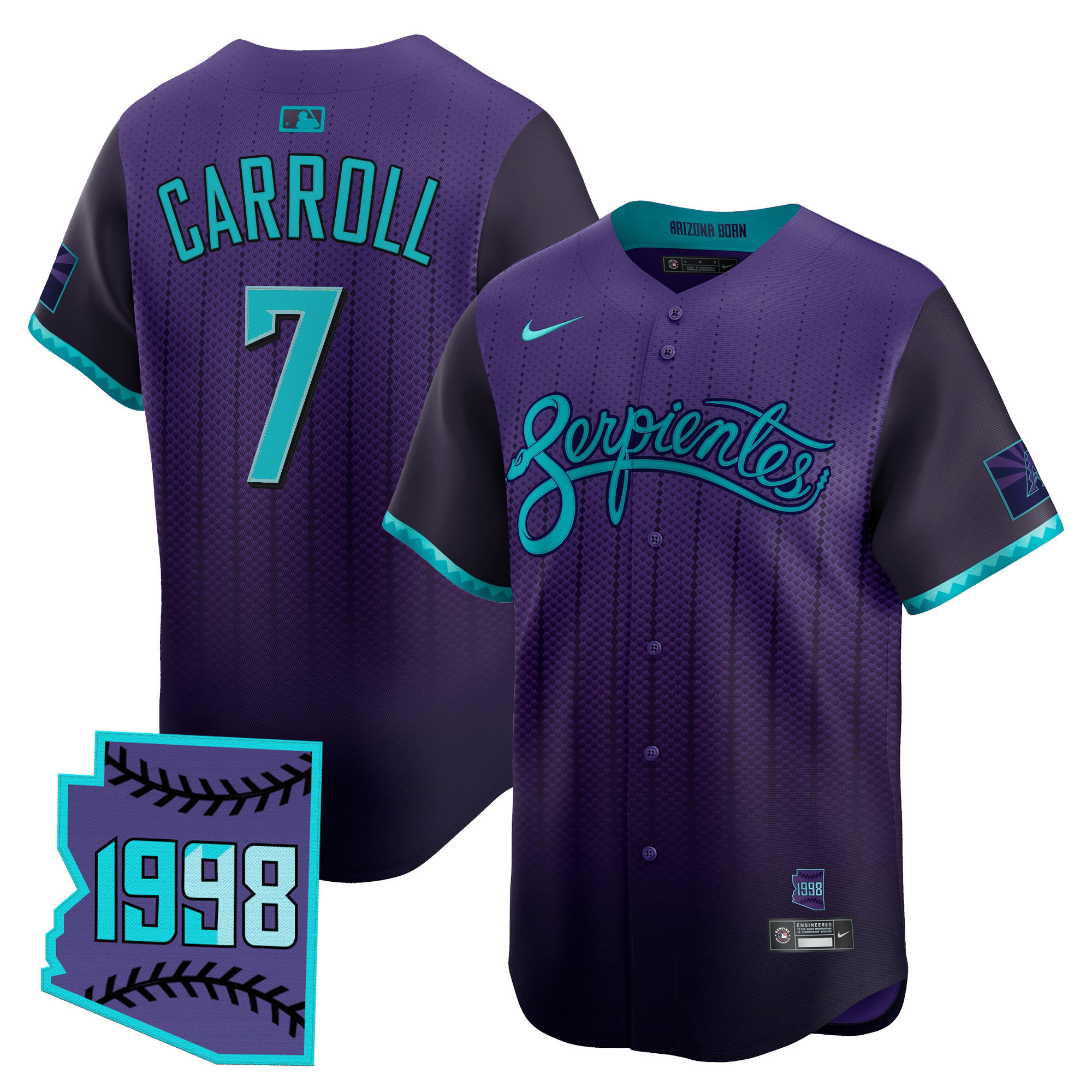 Corbin Carroll Men's Arizona Diamondbacks 2025 City Connect Vapor Premier Limited Purple Jersey V2 - Stitched