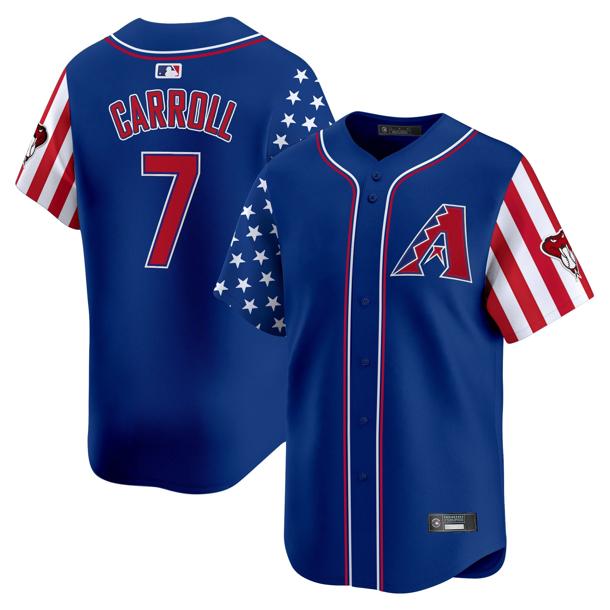 Corbin Carroll Men's Arizona Diamondbacks 2025 Independence Day Vapor Premier Limited Royal Jersey - All Stitched