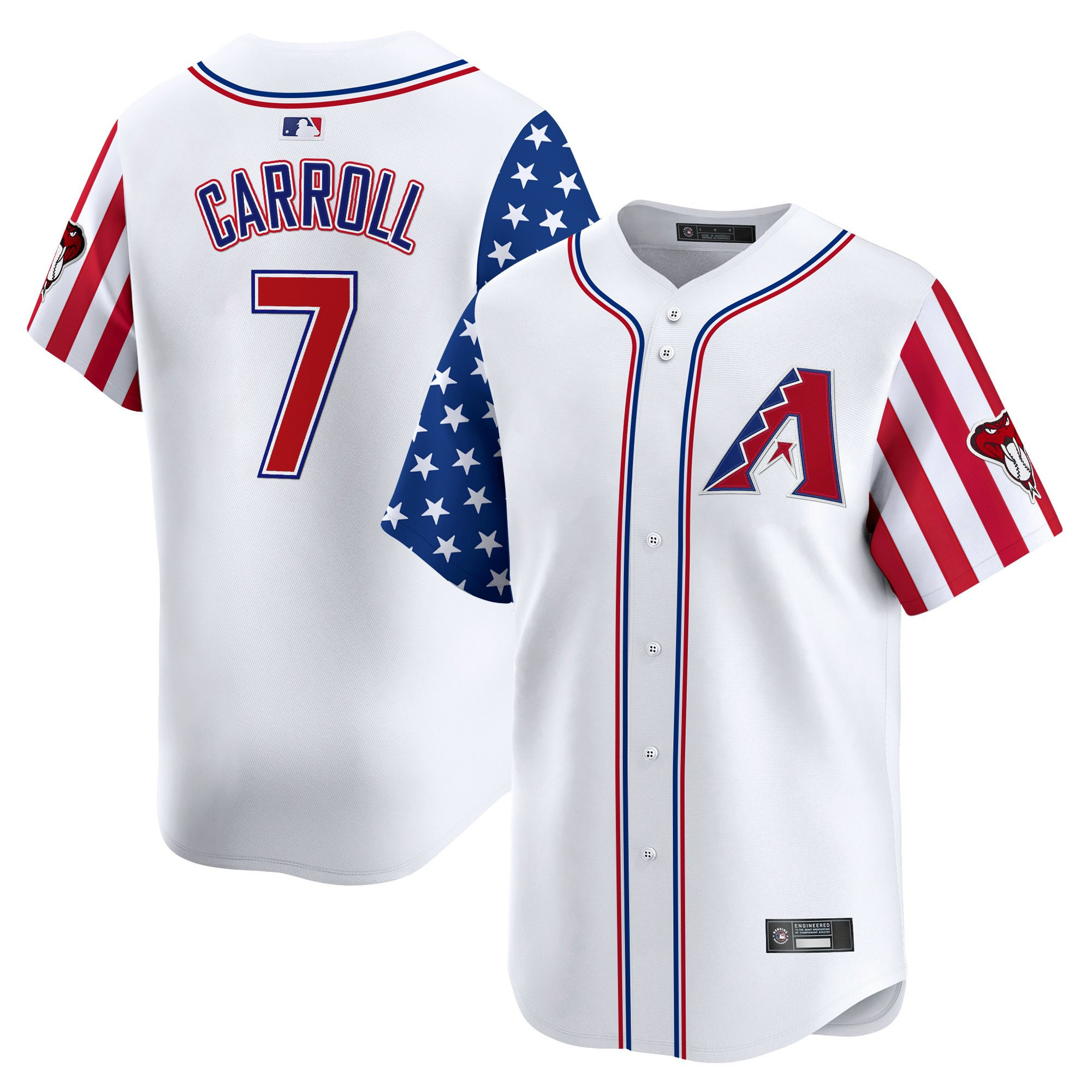 Corbin Carroll Men's Arizona Diamondbacks 2025 Independence Day Vapor Premier Limited White Jersey - All Stitched