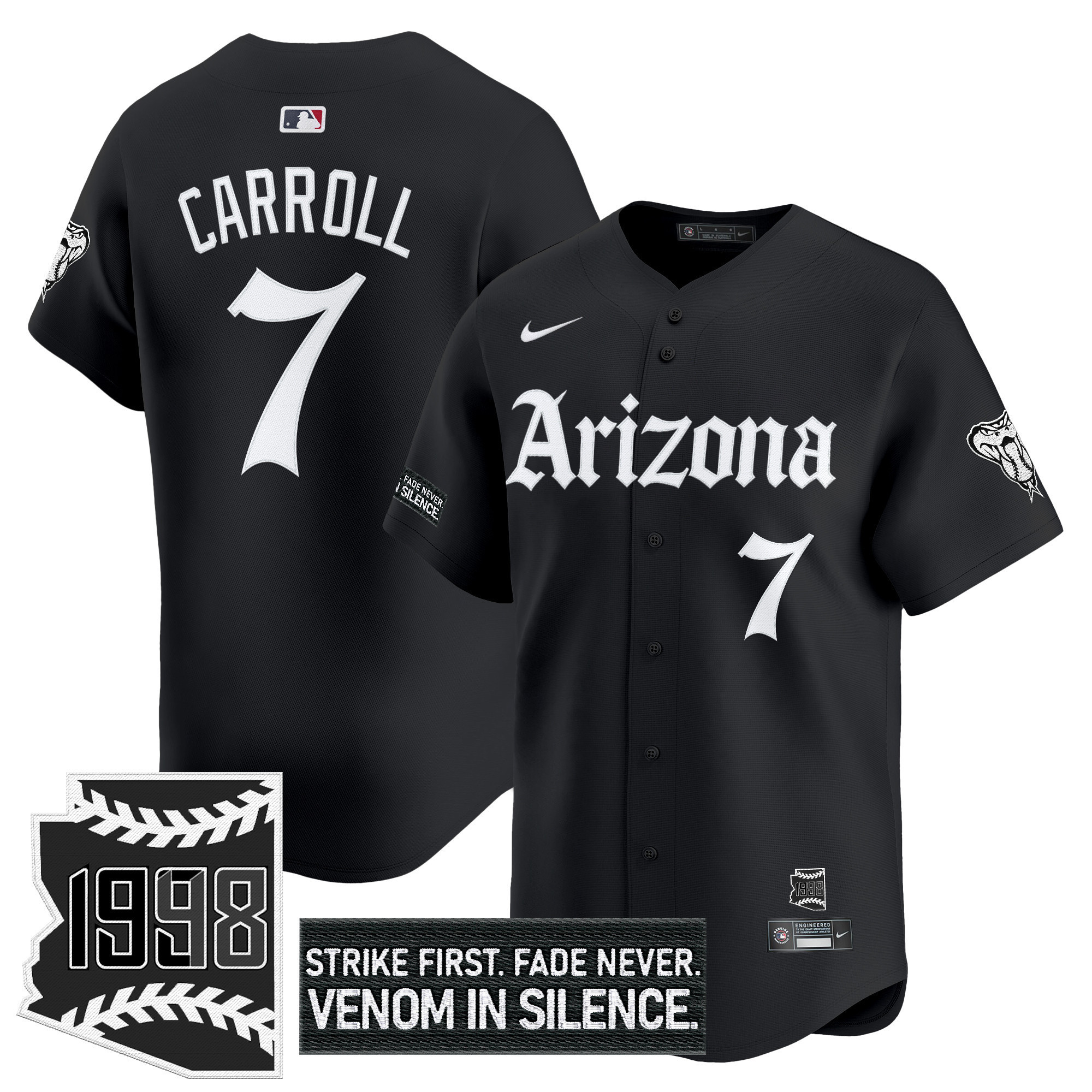 Corbin Carroll Men's Arizona Diamondbacks Gothic Desert Fang Edition Vapor Premier Limited Black Jersey - All Stitched