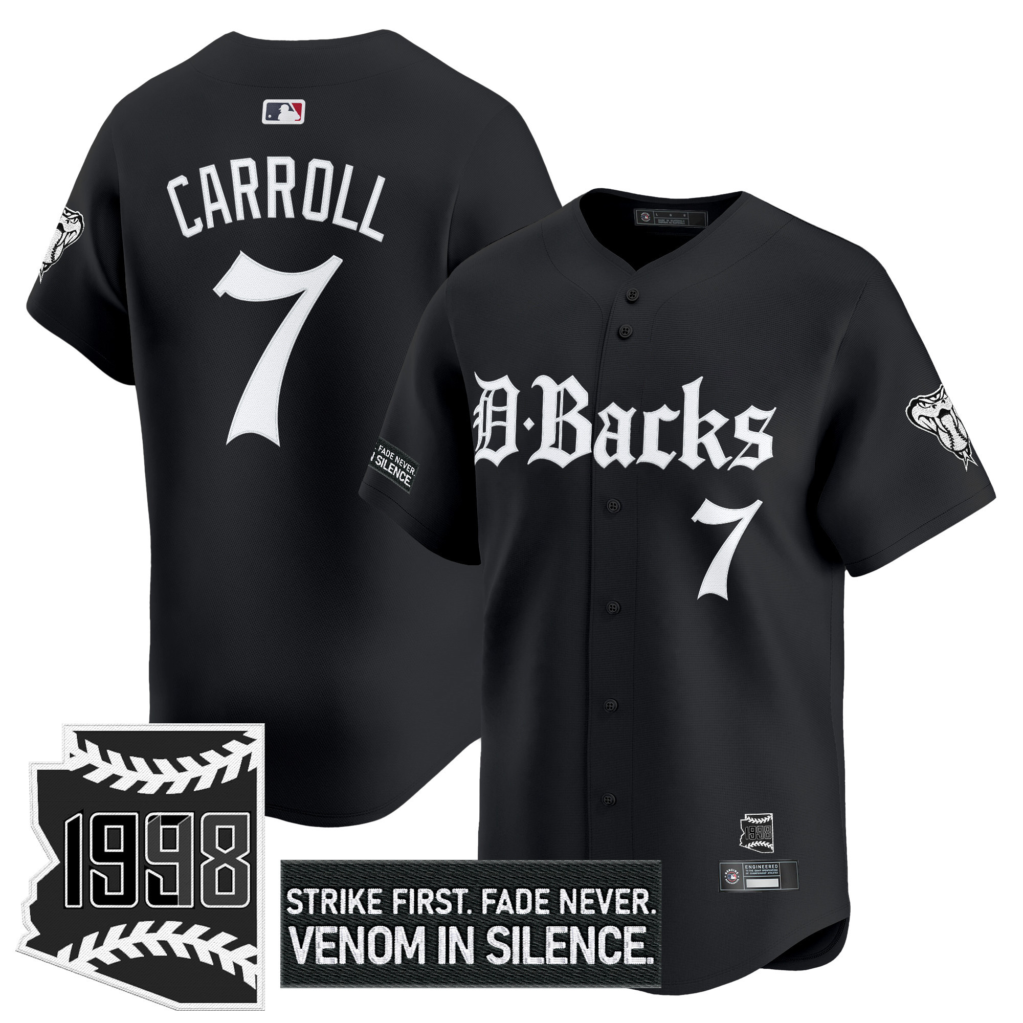 Corbin Carroll Men's Arizona Diamondbacks Gothic Desert Fang Edition Vapor Premier Limited Black Jersey V2 - All Stitched