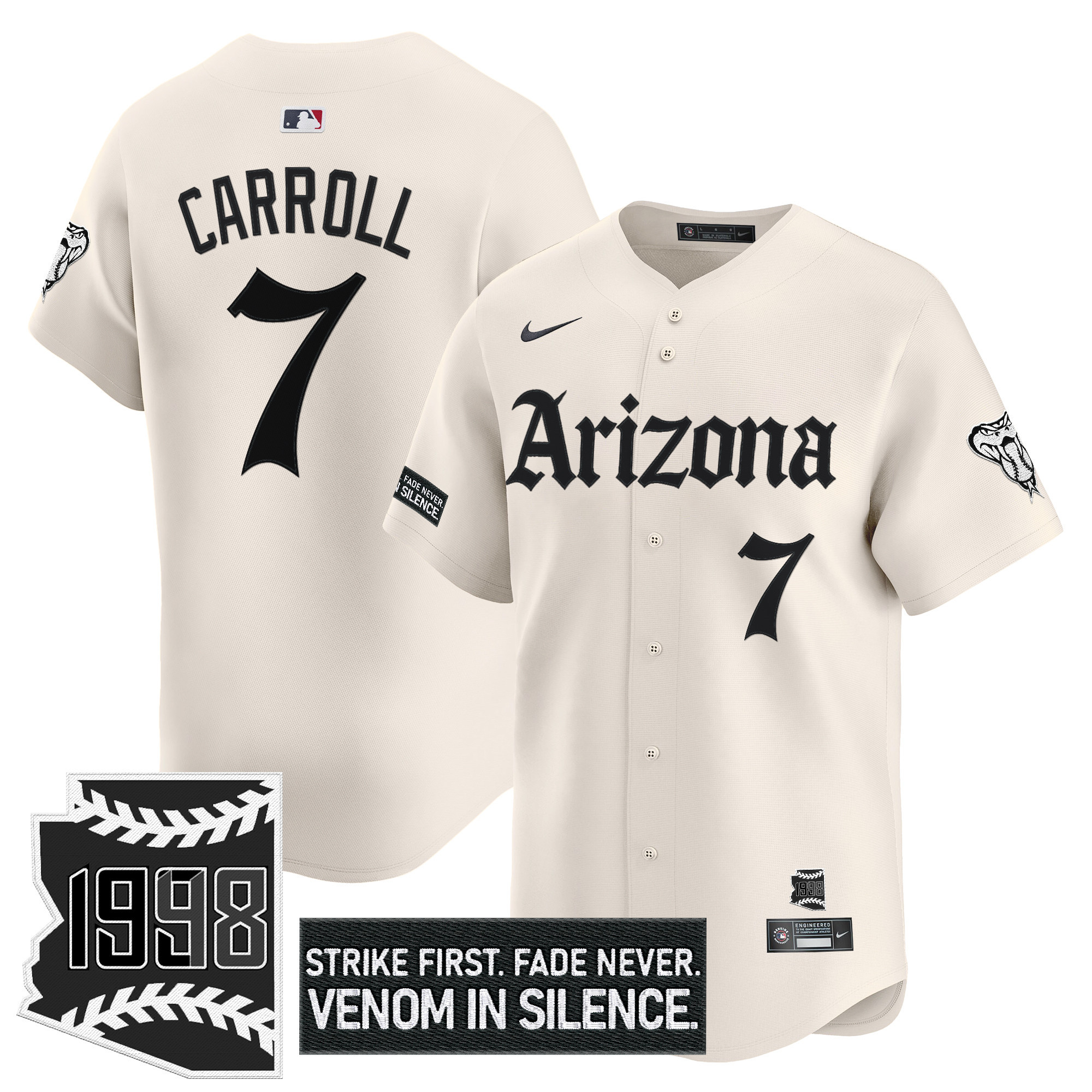 Corbin Carroll Men's Arizona Diamondbacks Gothic Desert Fang Edition Vapor Premier Limited Cream Jersey - All Stitched