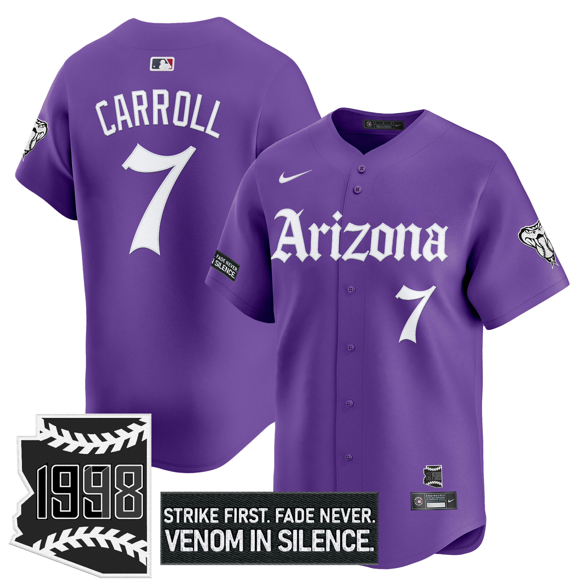 Corbin Carroll Men's Arizona Diamondbacks Gothic Desert Fang Edition Vapor Premier Limited Purple Jersey - All Stitched