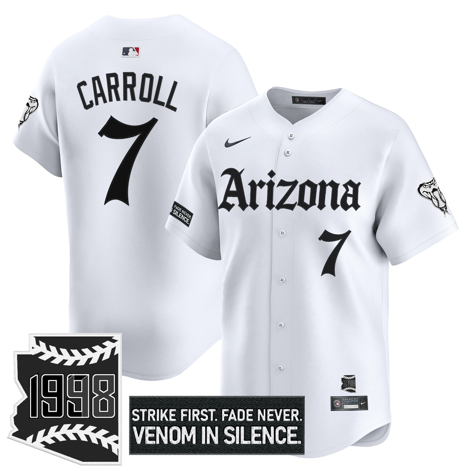 Corbin Carroll Men's Arizona Diamondbacks Gothic Desert Fang Edition Vapor Premier Limited White Jersey - All Stitched