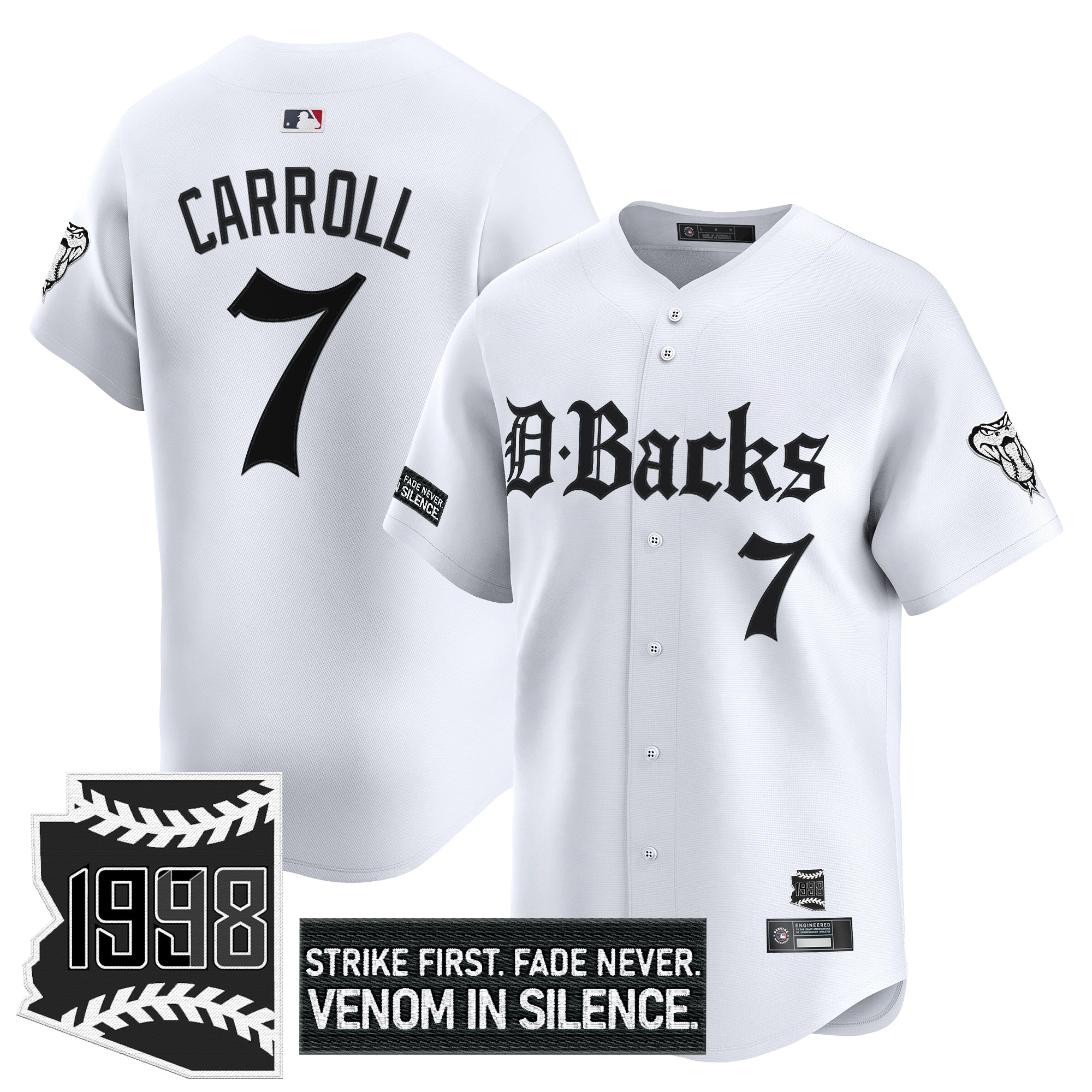 Corbin Carroll Men's Arizona Diamondbacks Gothic Desert Fang Edition Vapor Premier Limited White Jersey V2 - All Stitched