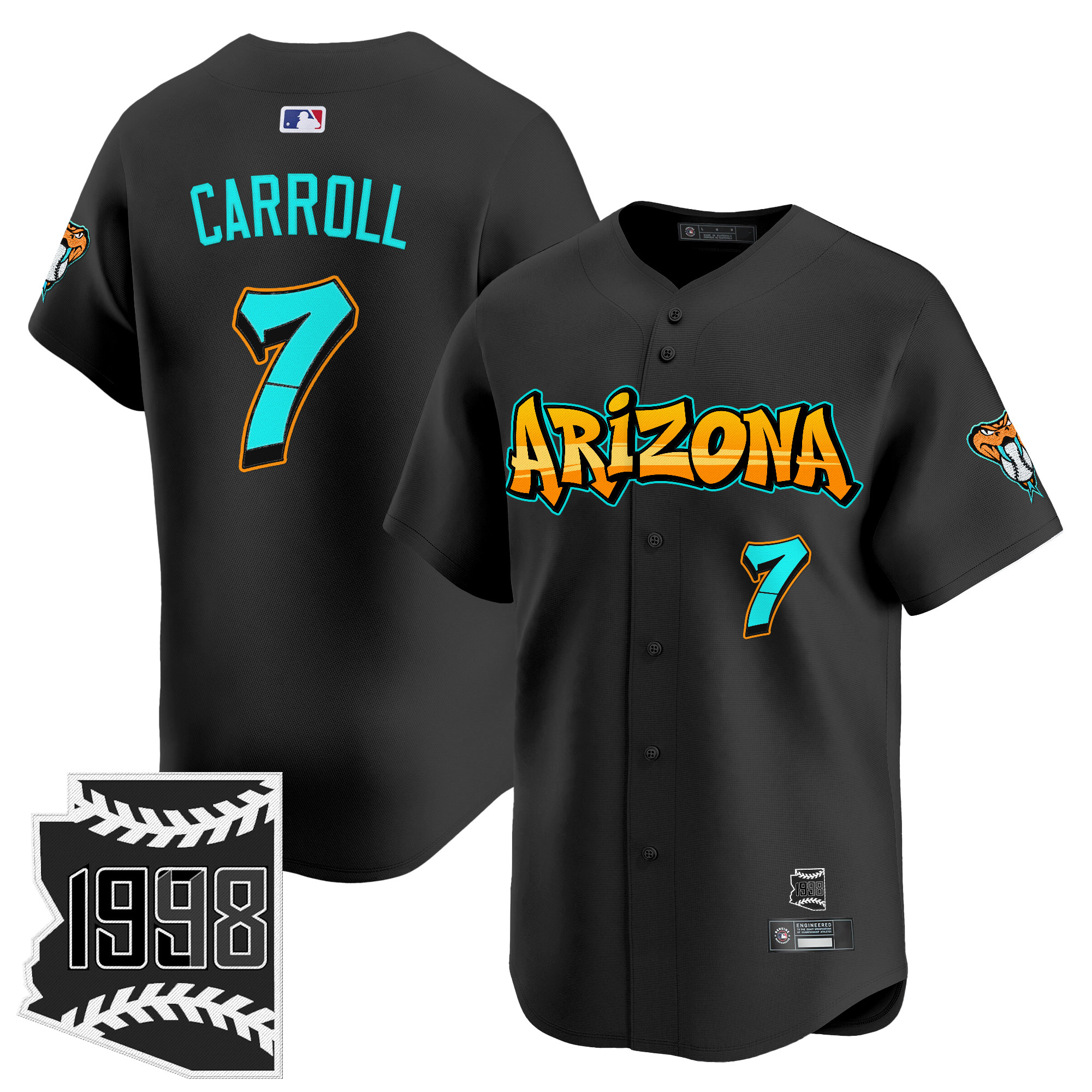 Corbin Carroll Men's Arizona Diamondbacks 'Graffiti Desert Ink Edition Vapor Premier Limited Black Jersey - All Stitched