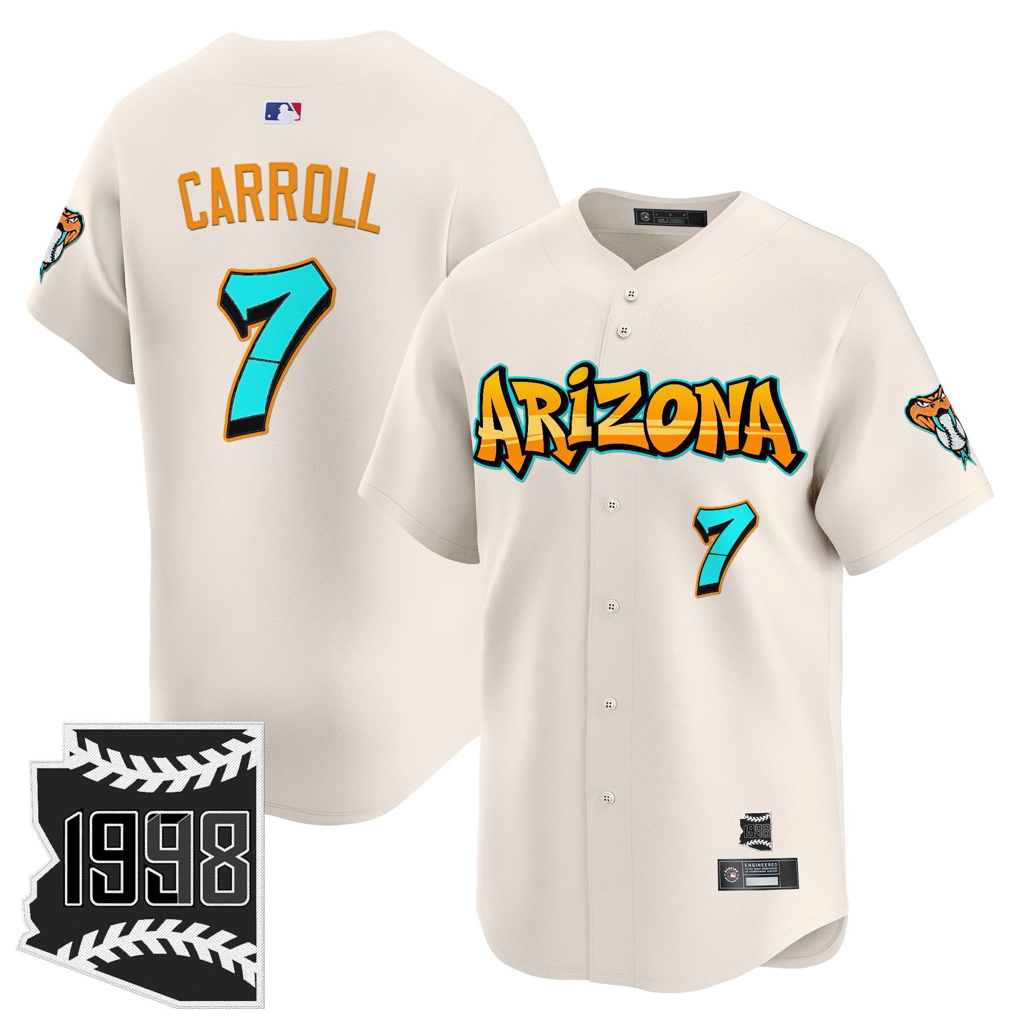 Corbin Carroll Men's Arizona Diamondbacks 'Graffiti Desert Ink Edition Vapor Premier Limited Cream Jersey - All Stitched