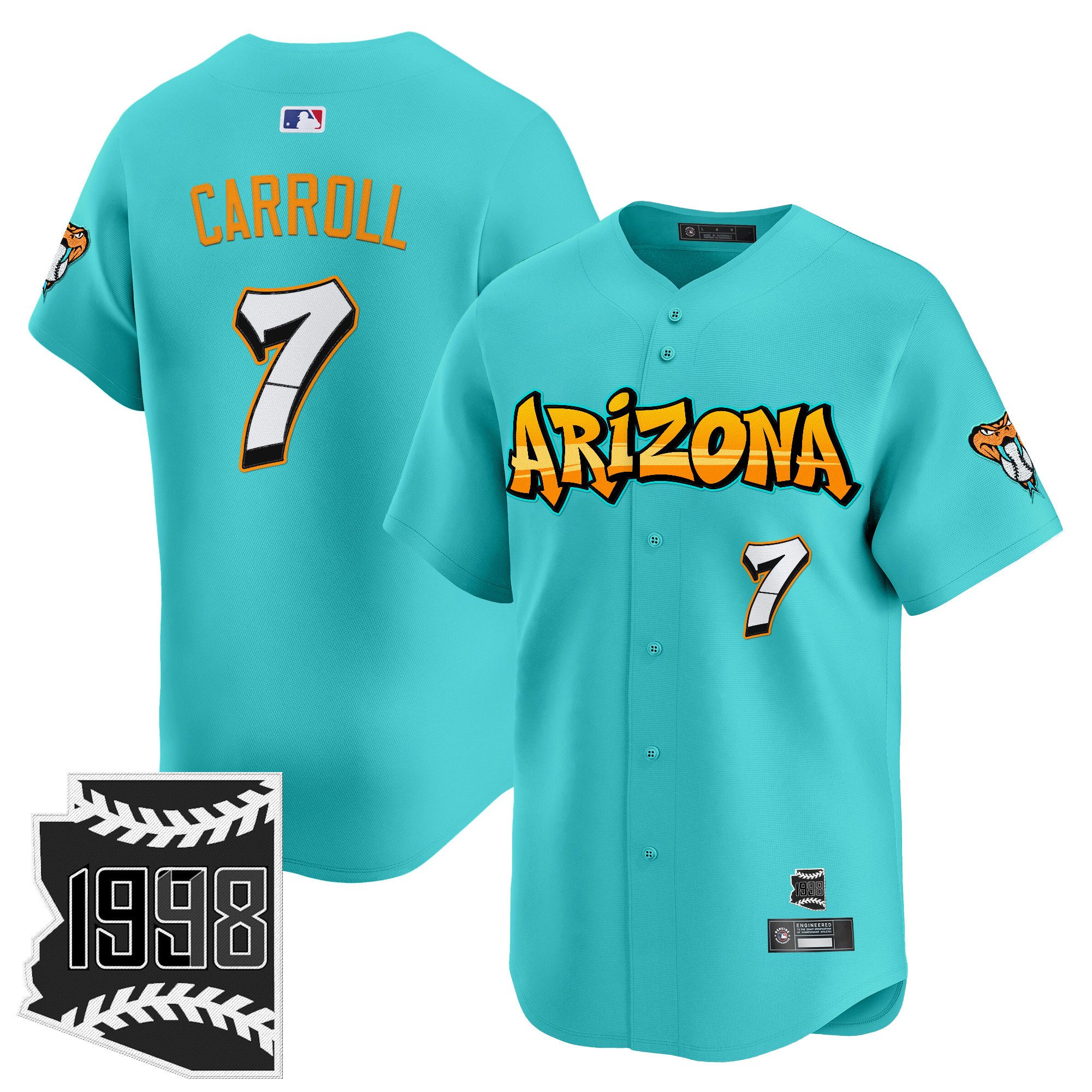 Corbin Carroll Men's Arizona Diamondbacks Graffiti Desert Ink Edition Vapor Premier Limited Teal Jersey - All Stitched