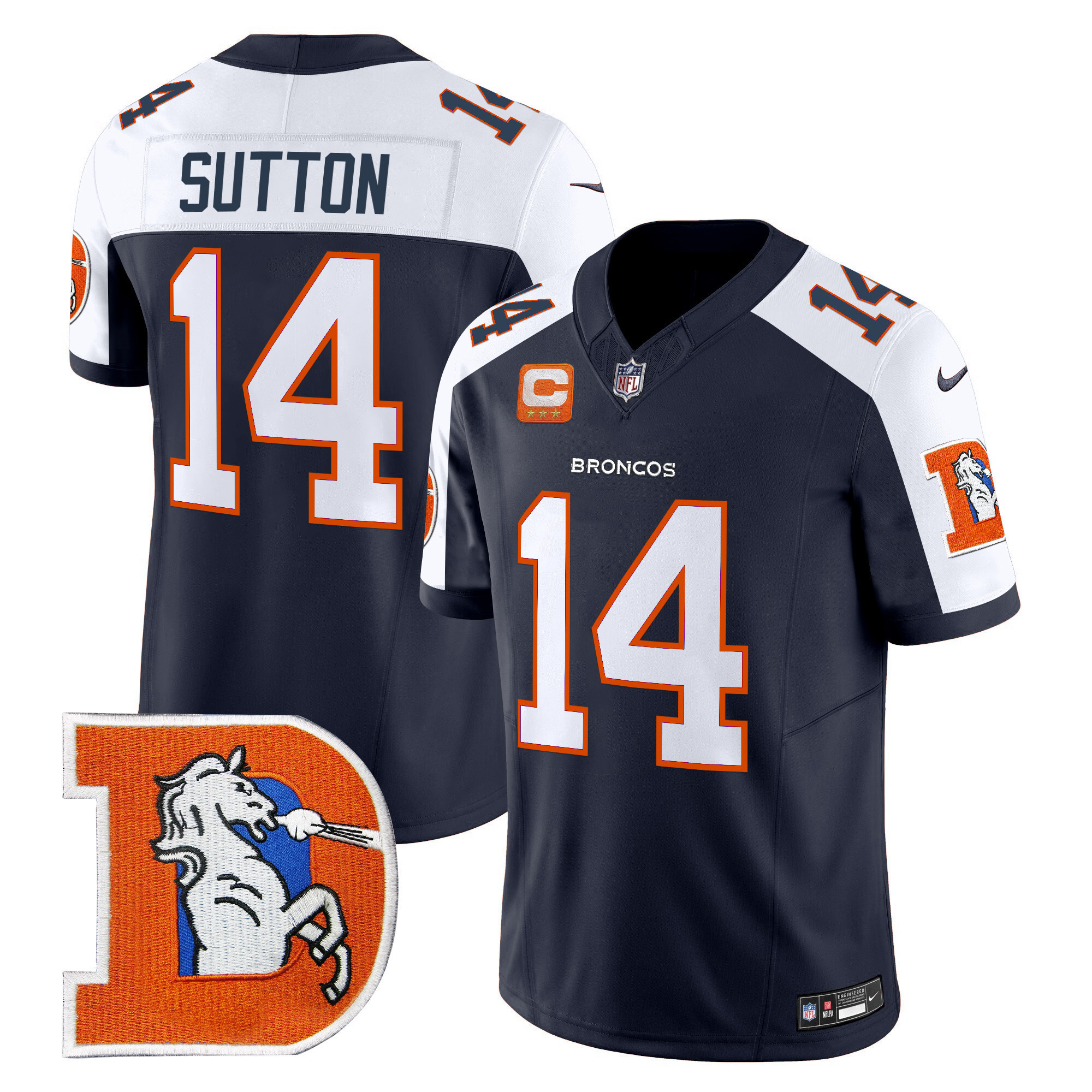 Courtland Sutton Men's Denver Broncos Throwback Vapor Limited Navy Alternate Jersey V2 - All Stitched