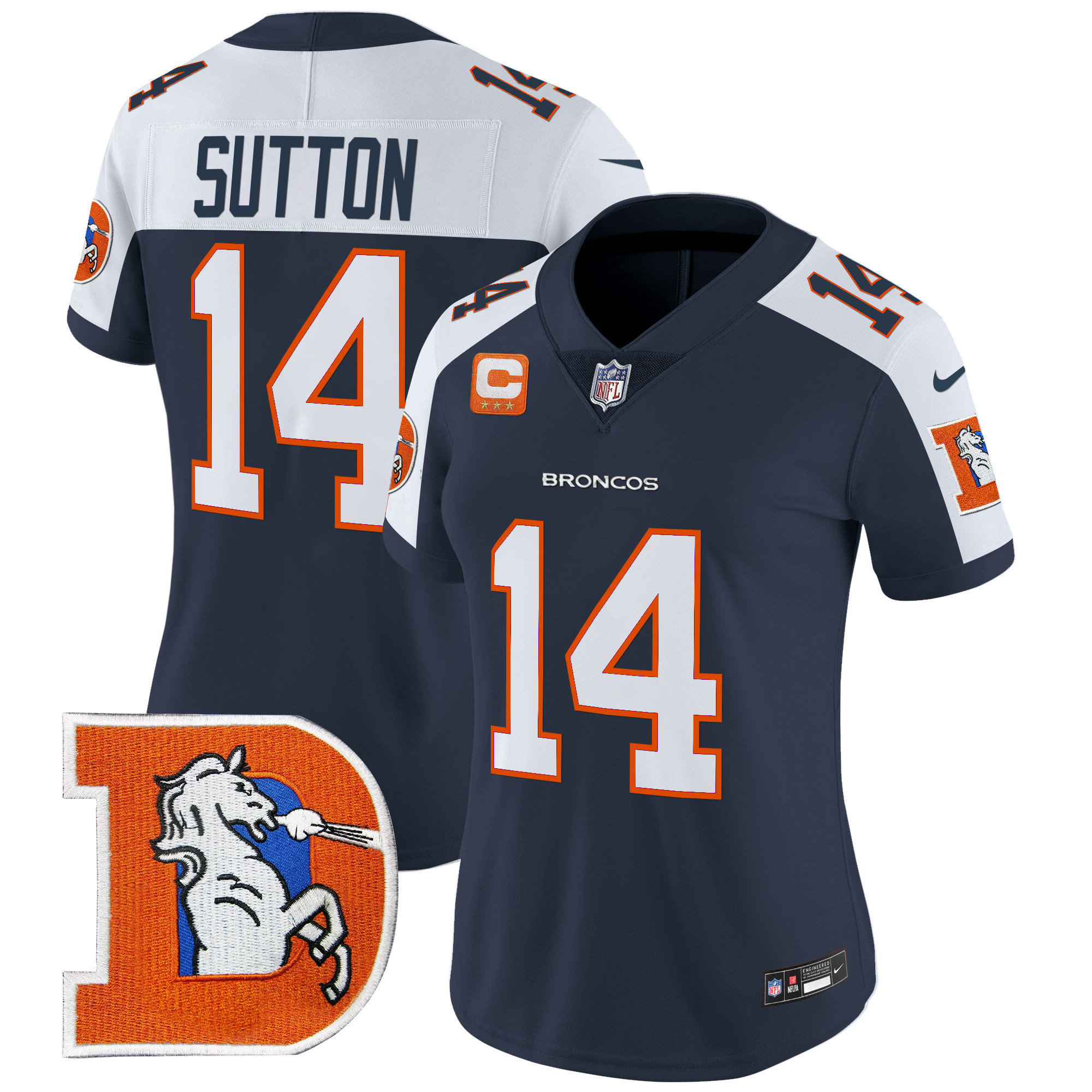 Courtland Sutton Women's Denver Broncos Throwback Vapor Limited Navy Alternate Jersey V2 - All Stitched