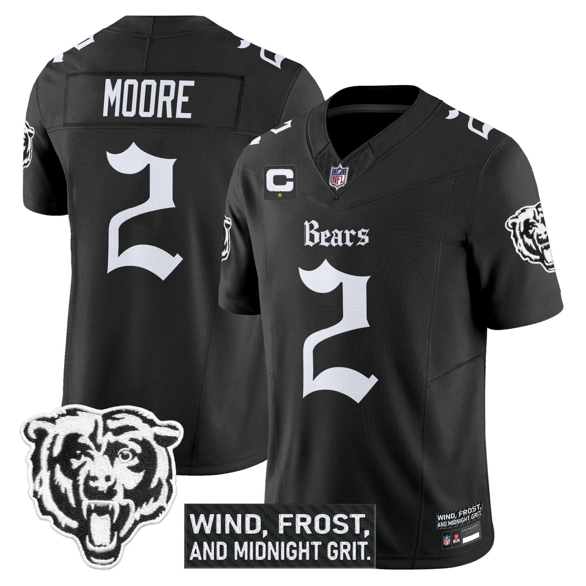 D.J. Moore Men's Chicago Bears Gothic Midway Legacy Vapor Limited Black Jersey - All Stitched