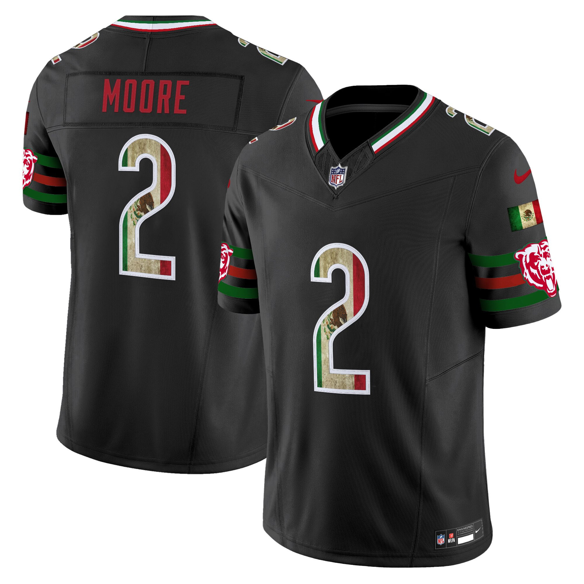 D.J. Moore Men's Chicago Bears Mexico Vapor Limited Black Jersey - All Stitched