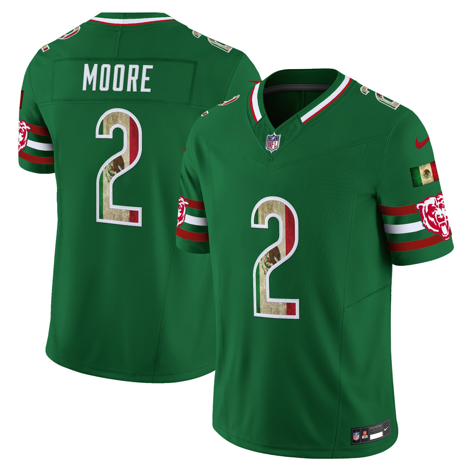 D.J. Moore Men's Chicago Bears Mexico Vapor Limited Green Jersey - All Stitched