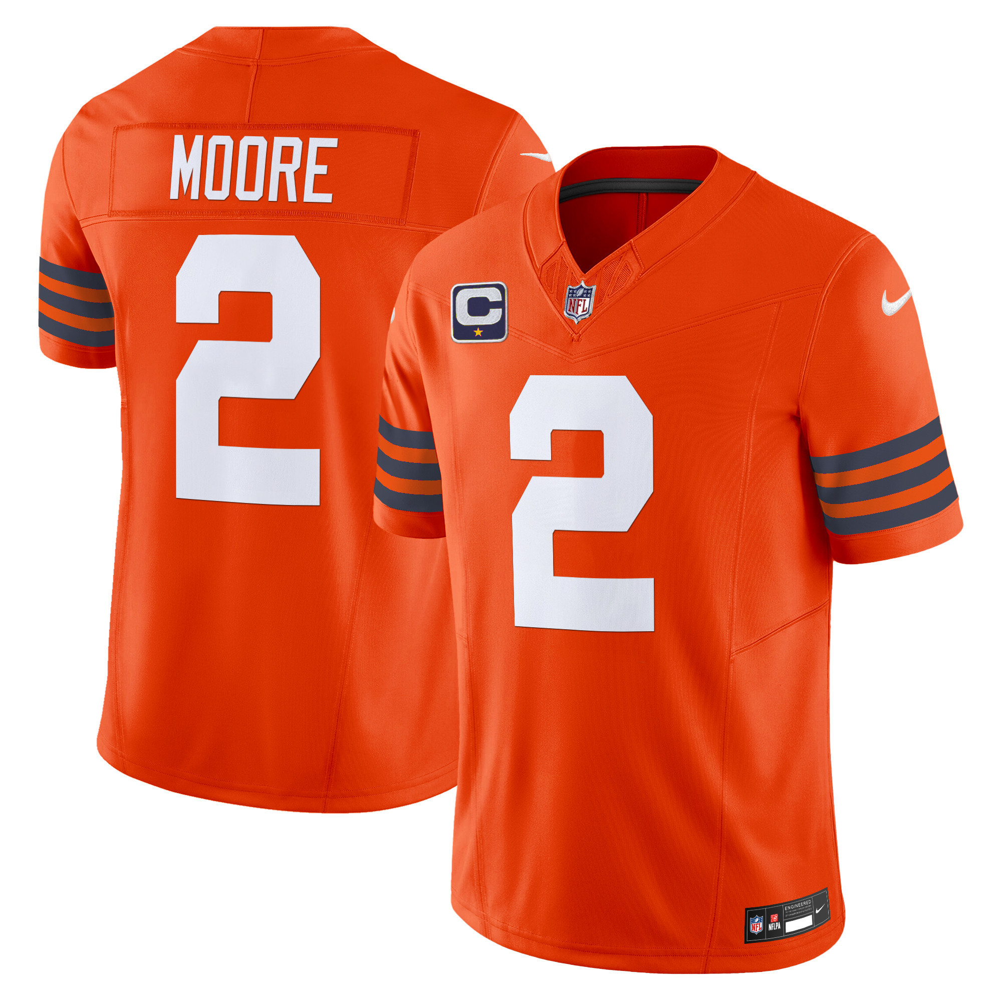 D.J. Moore Men's Chicago Bears Throwback Vapor Limited Orange Jersey - All Stitched