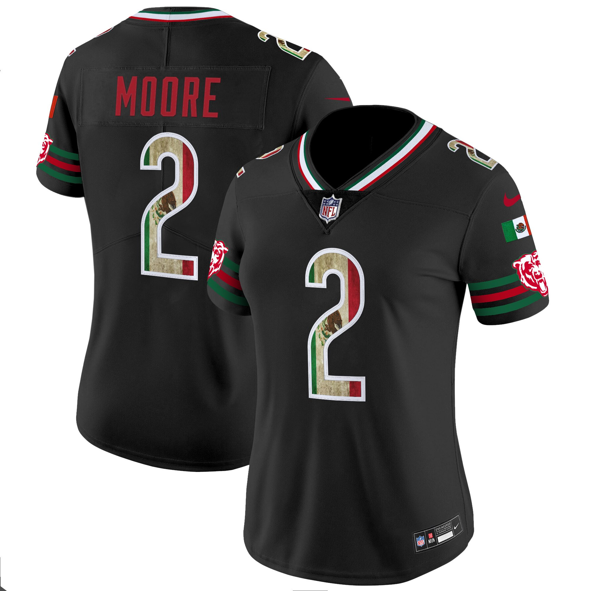 D.J. Moore Women's Chicago Bears Mexico Vapor Limited Black Jersey - All Stitched