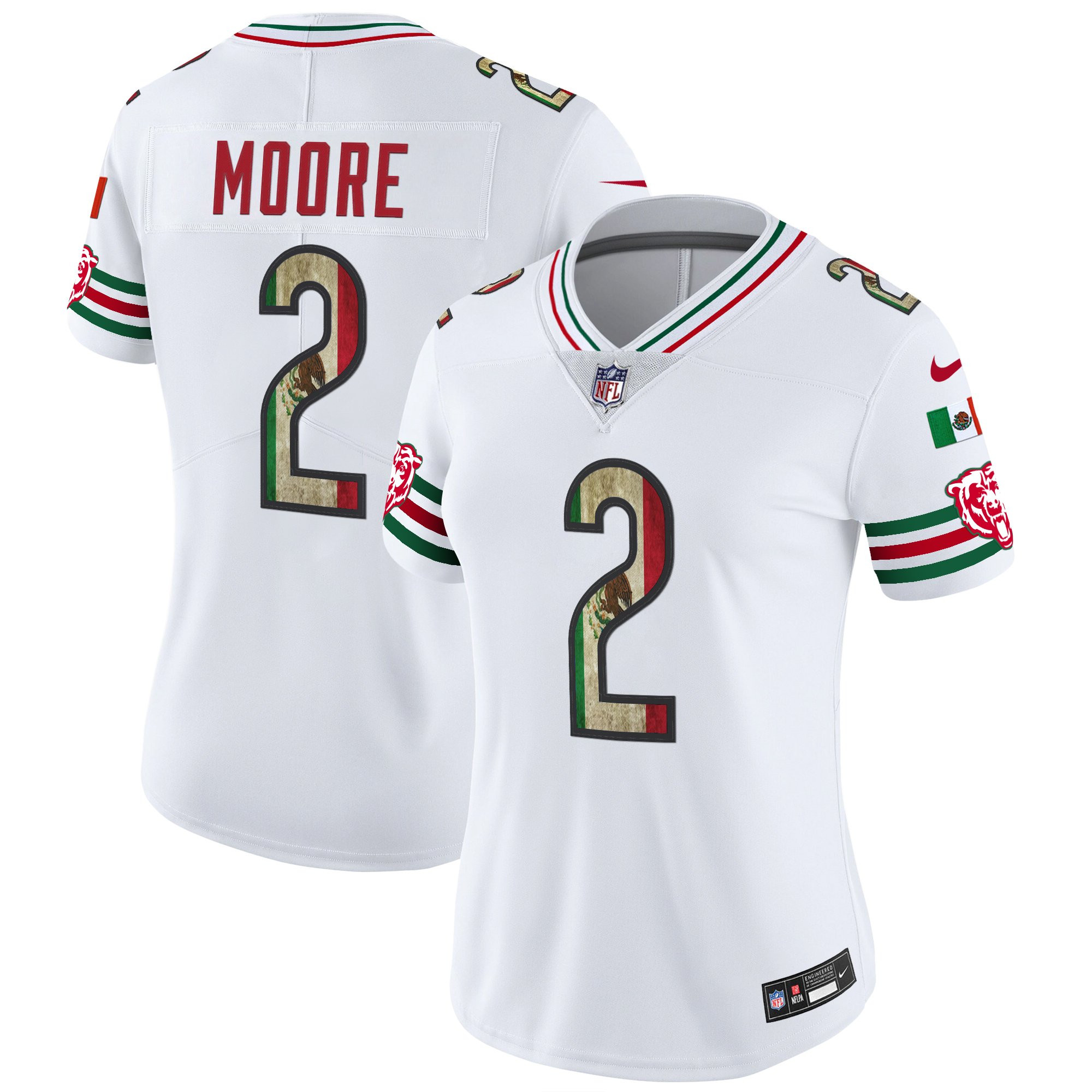 D.J. Moore Women's Chicago Bears Mexico Vapor Limited White Jersey - All Stitched