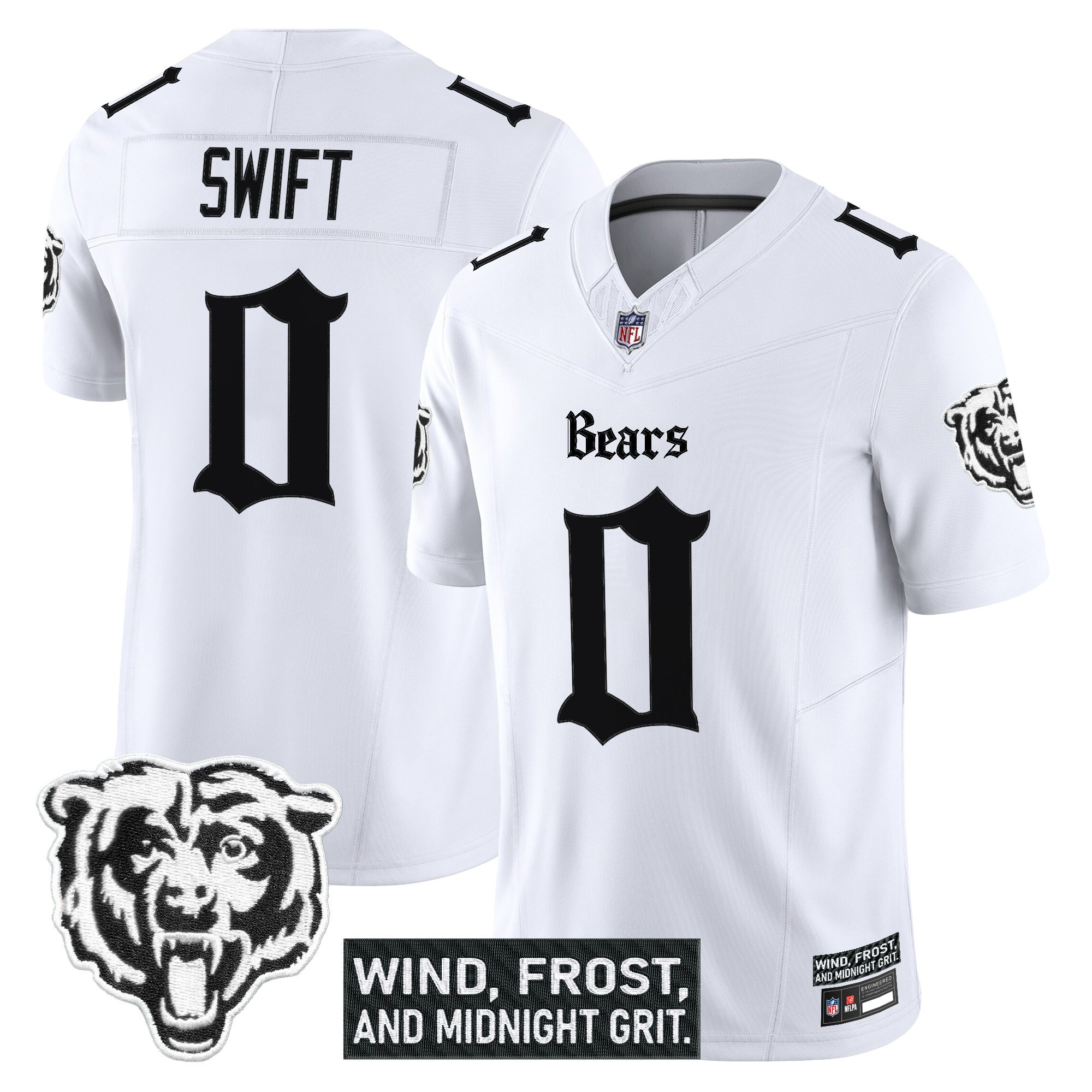 DAndre Swift Men's Chicago Bears Gothic Midway Legacy Vapor Limited White Jersey - All Stitched