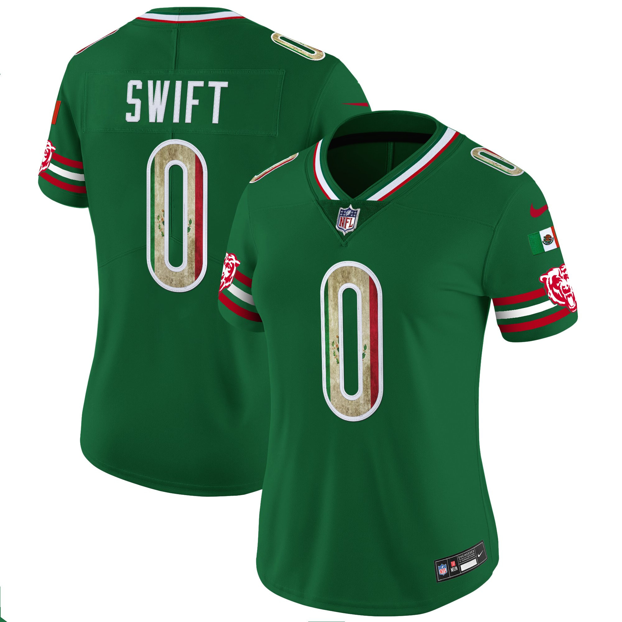DAndre Swift Women's Chicago Bears Mexico Vapor Limited Green Jersey - All Stitched