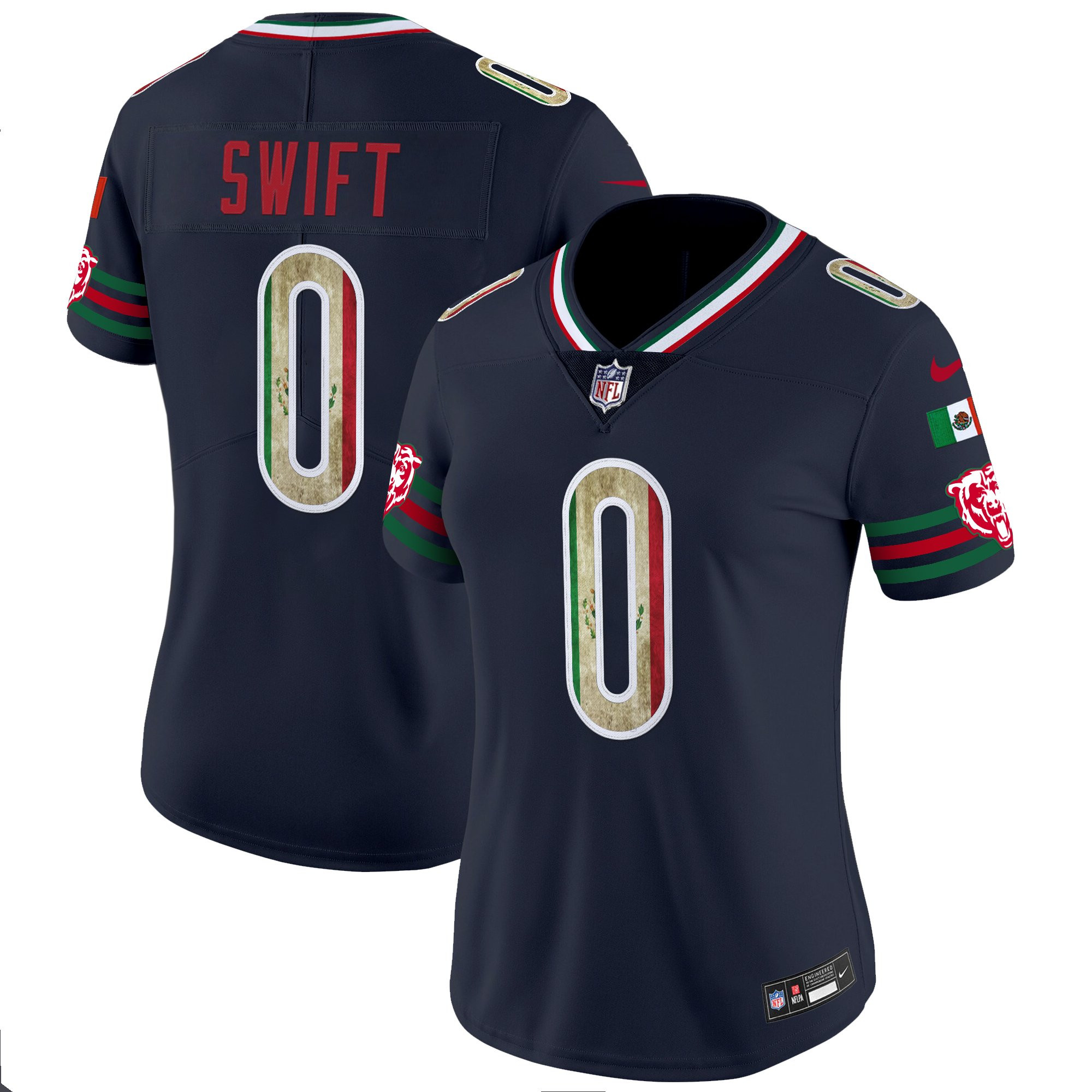 DAndre Swift Women's Chicago Bears Mexico Vapor Limited Navy Jersey - All Stitched