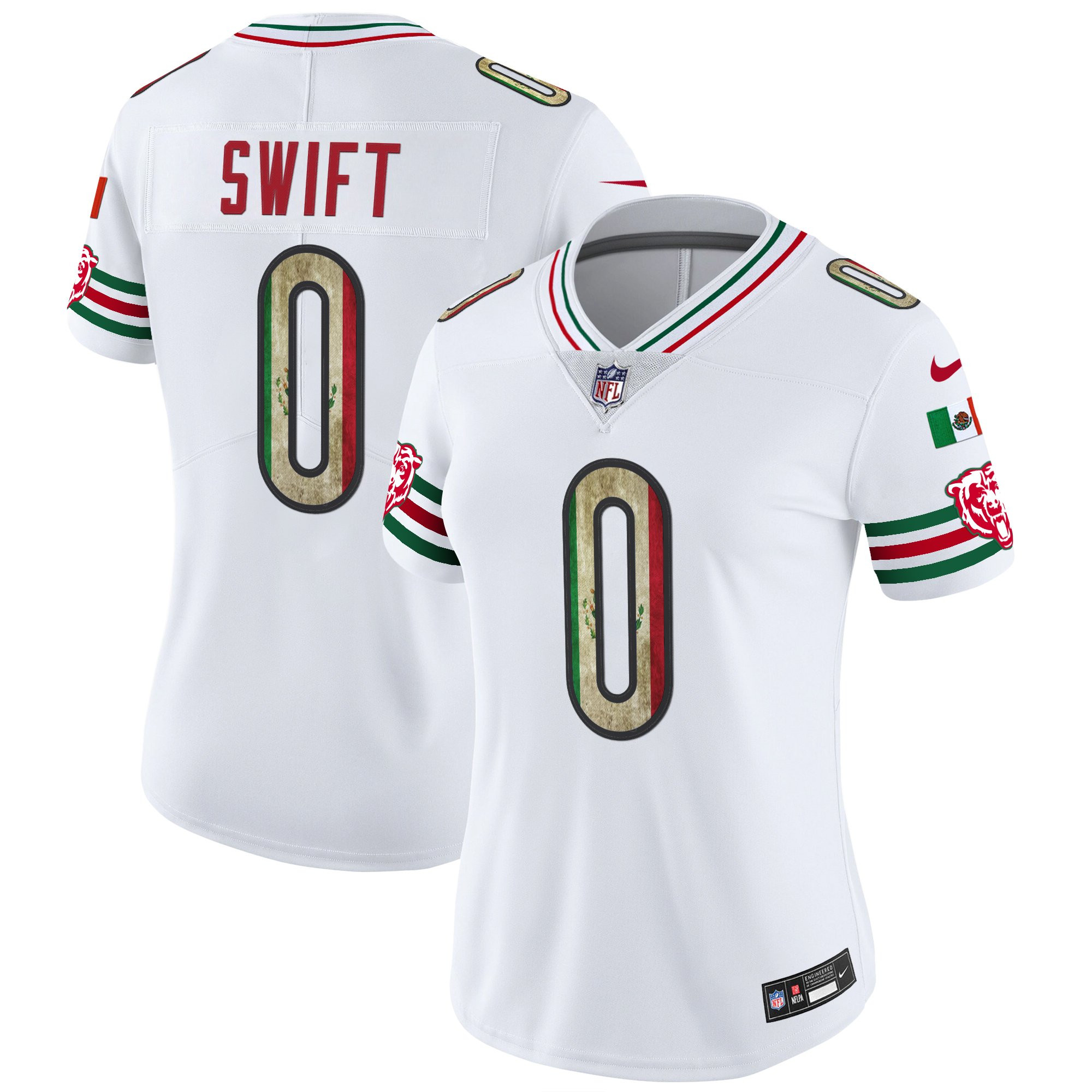 DAndre Swift Women's Chicago Bears Mexico Vapor Limited White Jersey - All Stitched