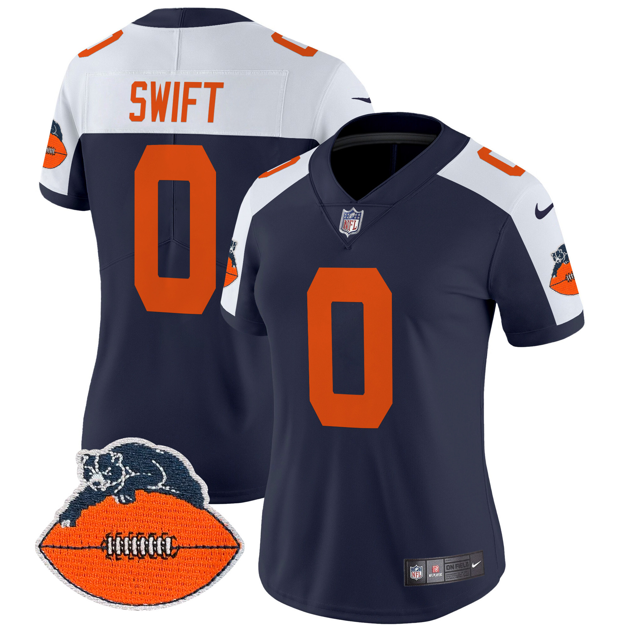 DAndre Swift Women's Chicago Bears Throwback Vapor Limited Navy Alternate Jersey - All Stitched