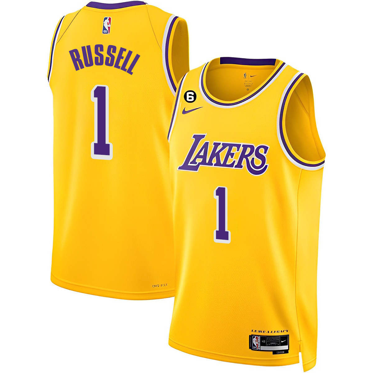 DAngelo Russell Men's Los Angeles Lakers 2023 Gold Jersey Collection - All Stitched