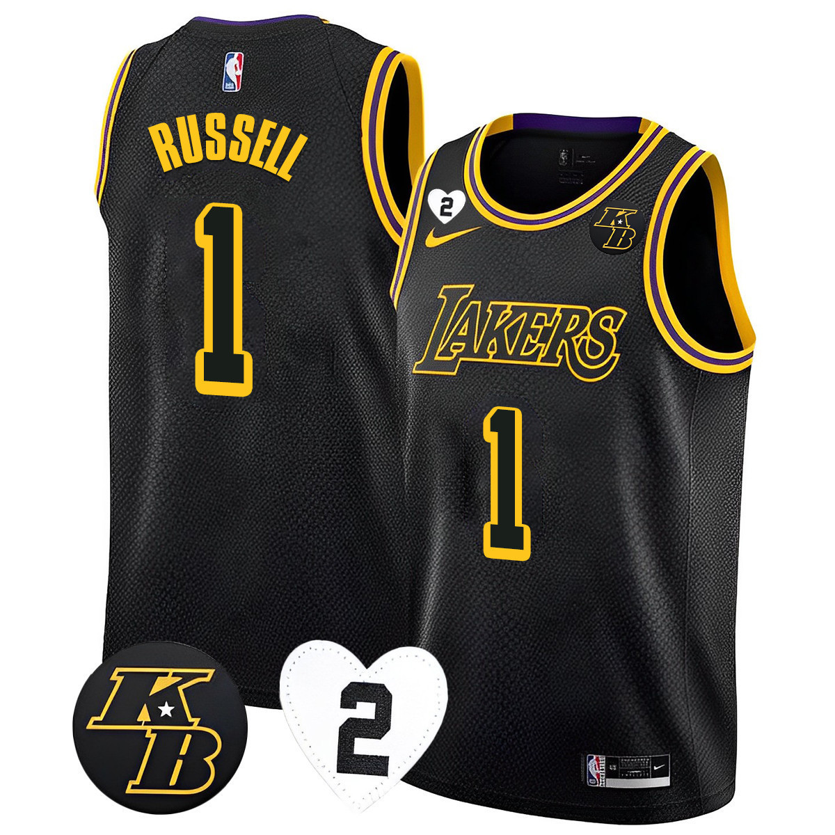 DAngelo Russell Men's Los Angeles Lakers 2023 Kobe & GiGi Jersey Collection - All Stitched