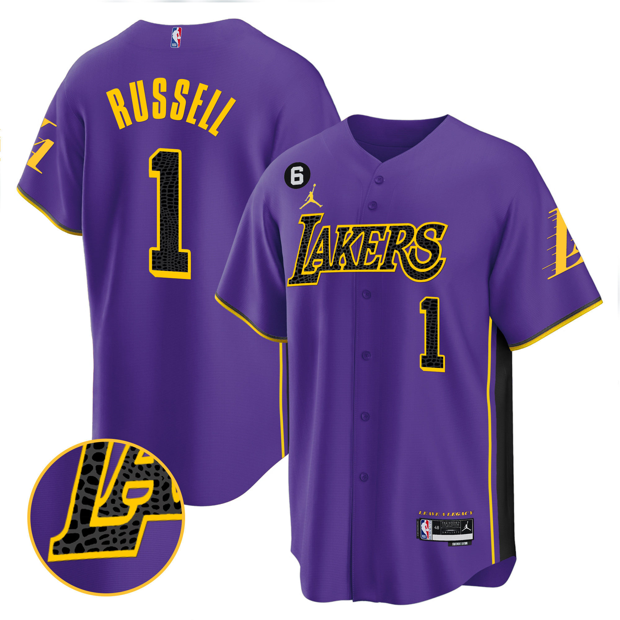 DAngelo Russell Men's Los Angeles Lakers Cool Base Mamba Purple Jersey - All Stitched