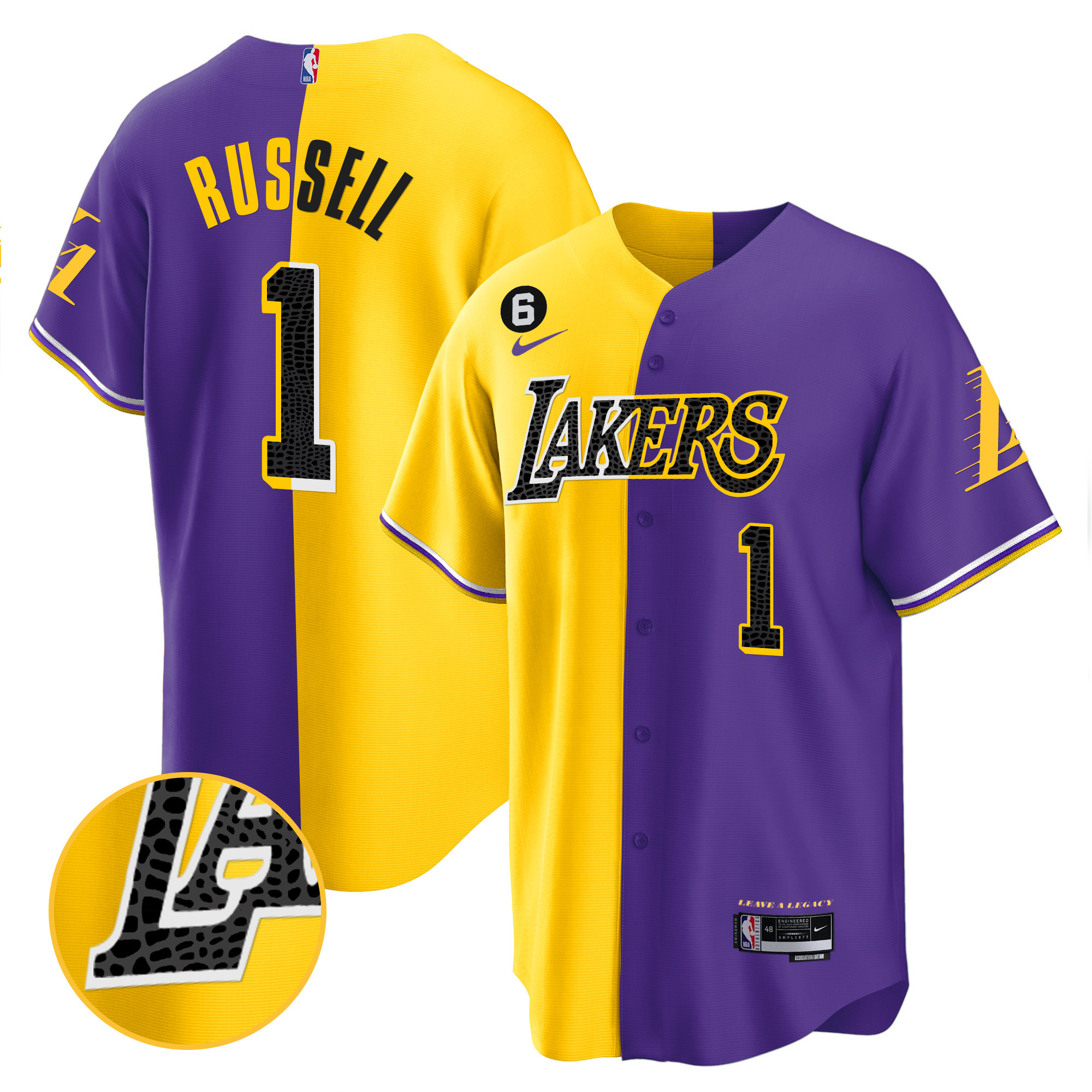 DAngelo Russell Men's Los Angeles Lakers Cool Base Mamba Split Jersey - All Stitched