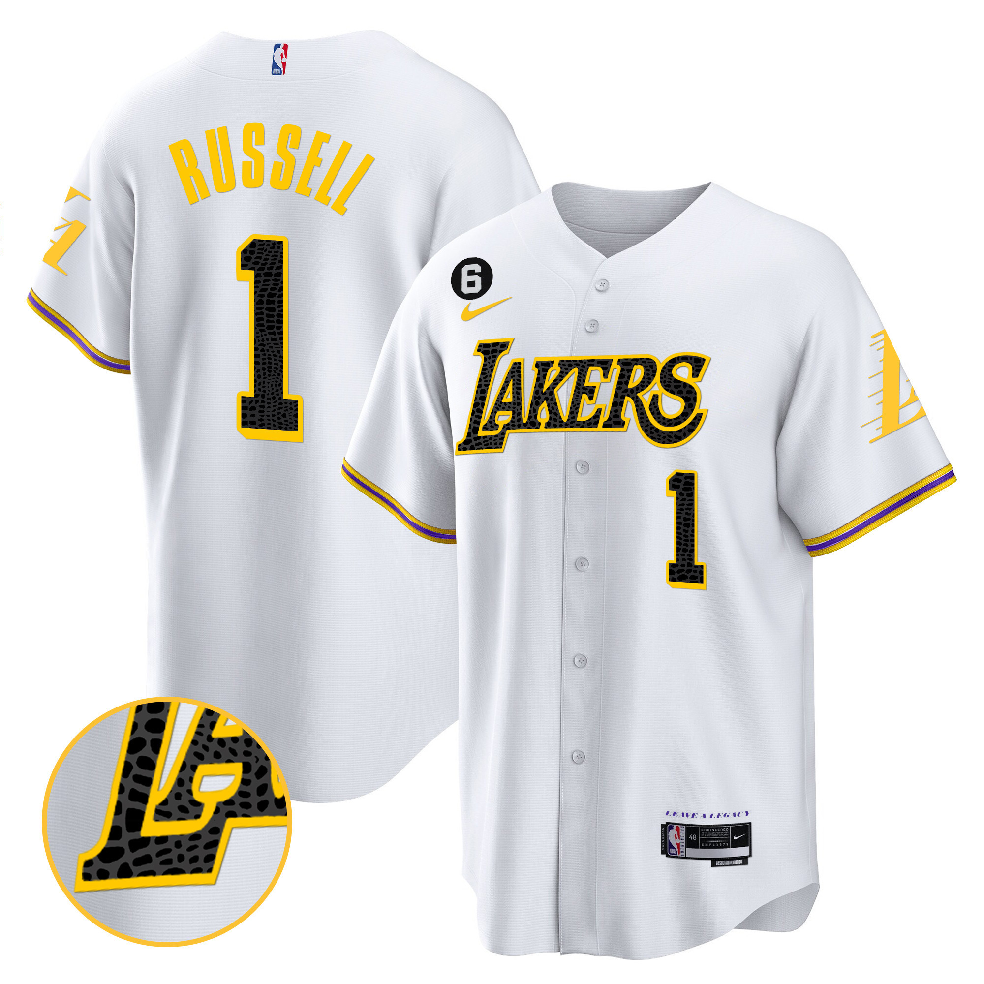 DAngelo Russell Men's Los Angeles Lakers Cool Base Mamba White Jersey - All Stitched