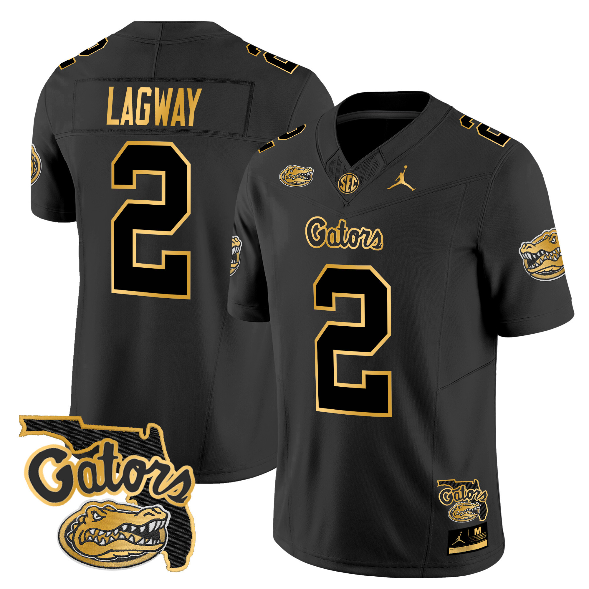 DJ Lagway Men's Florida Gators 2025 Florida Patch Gold Vapor Limited Black Gold Jersey - All Stitched